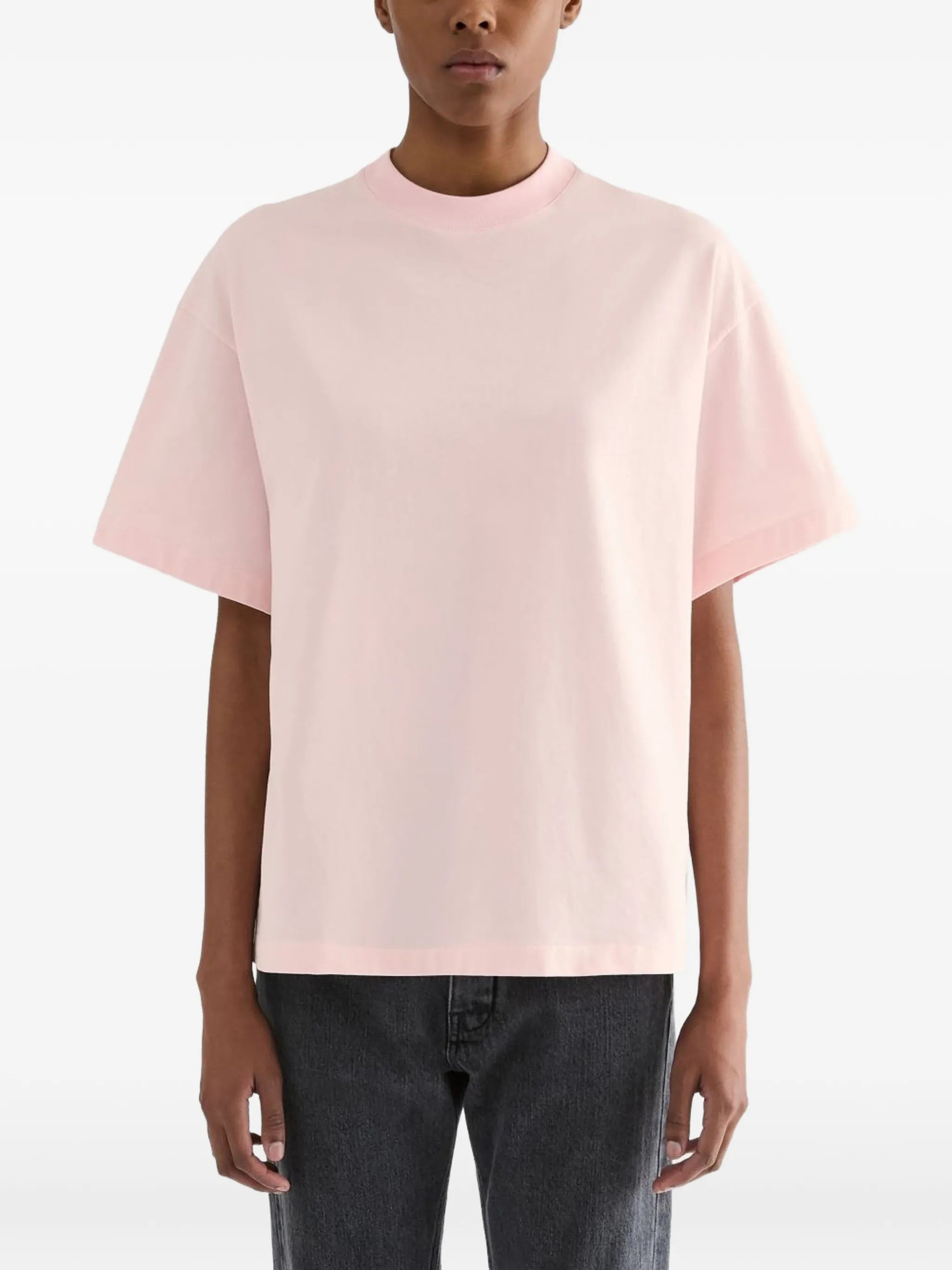 boxy-fit cotton crew-neck T-shirt with vertical printed Jil Sander logo