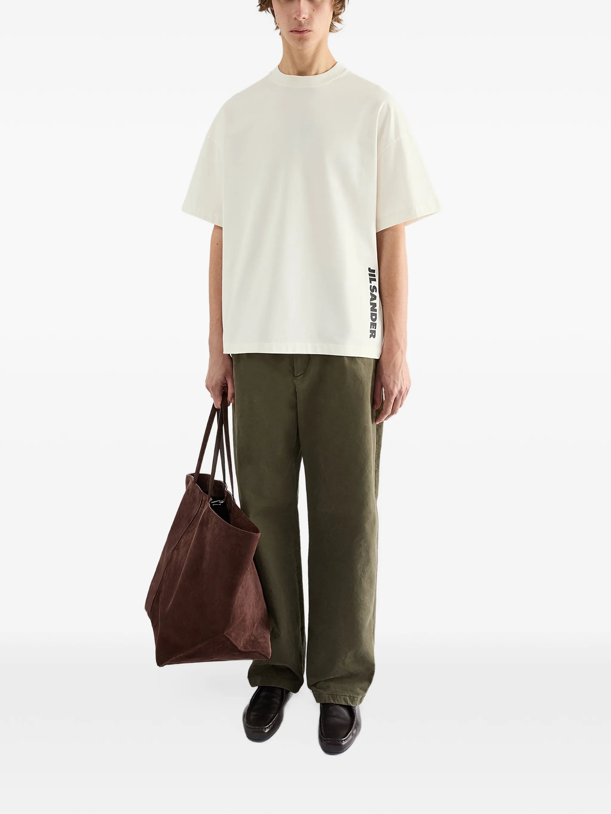 boxy-fit cotton T-shirt with vertical printed logo