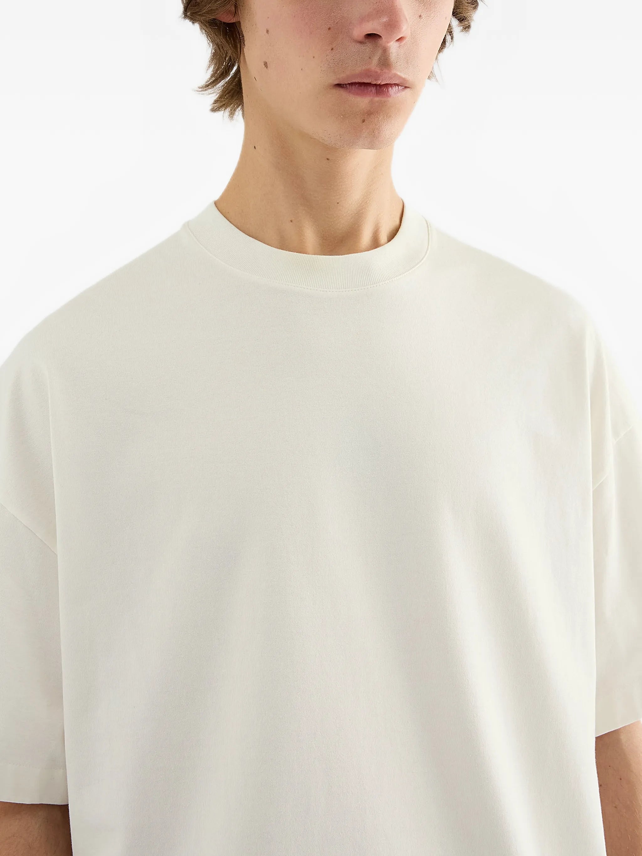 boxy-fit cotton T-shirt with vertical printed logo
