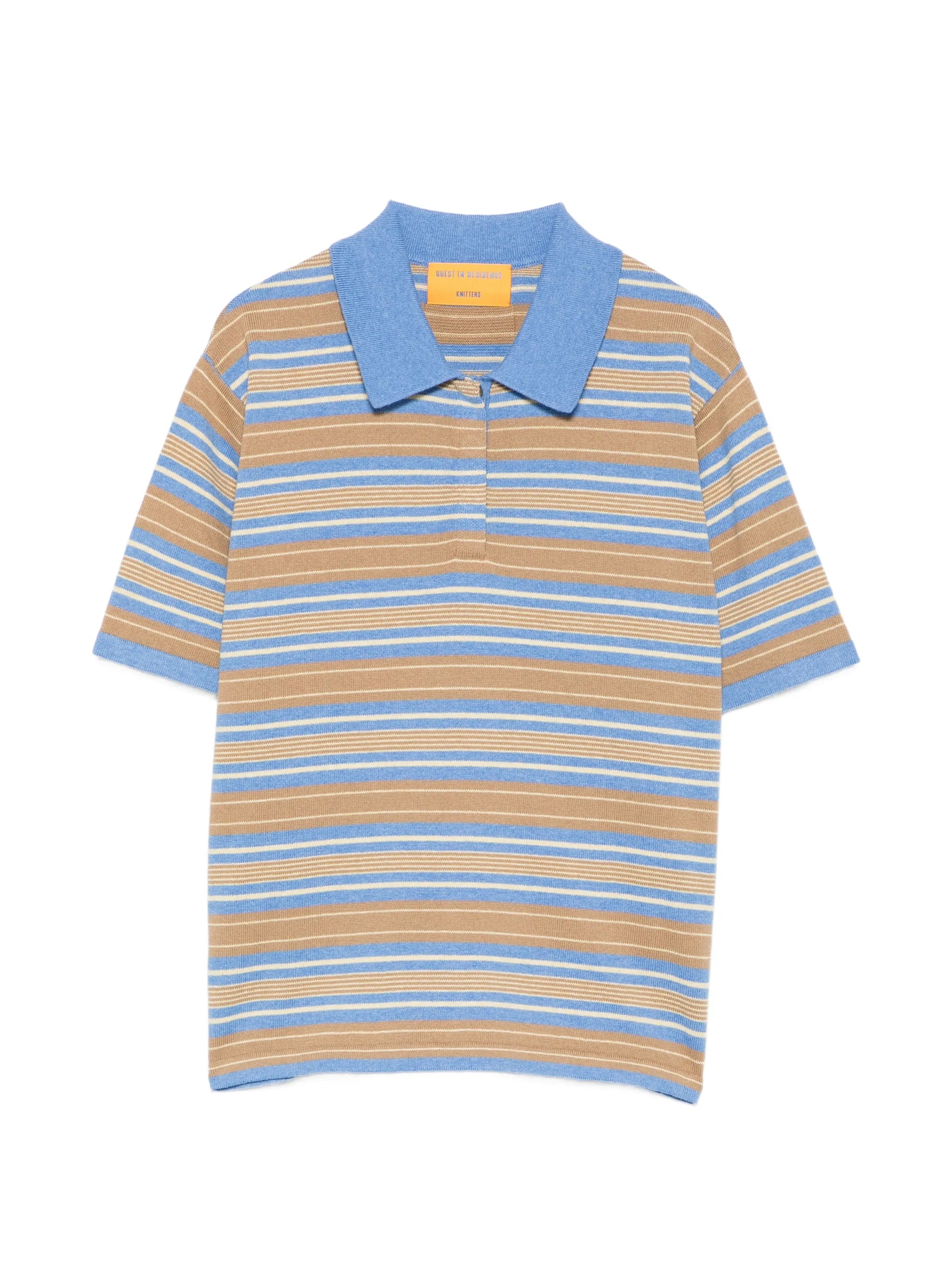 striped short-sleeve polo top