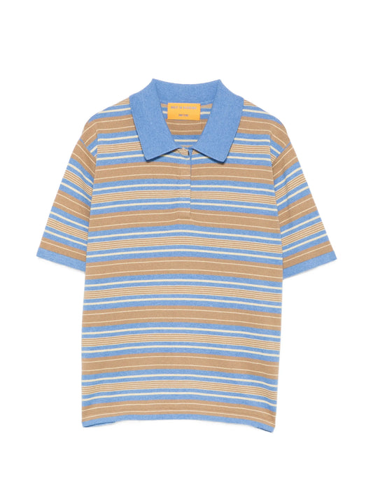 striped short-sleeve polo top