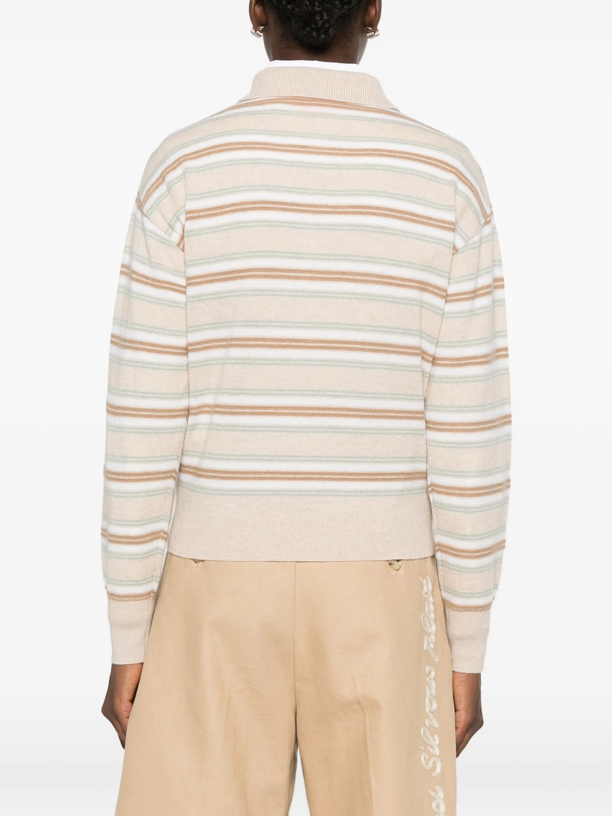 long-sleeve striped polo shirt