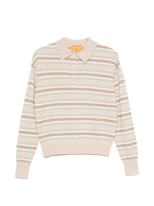 long-sleeve striped polo shirt