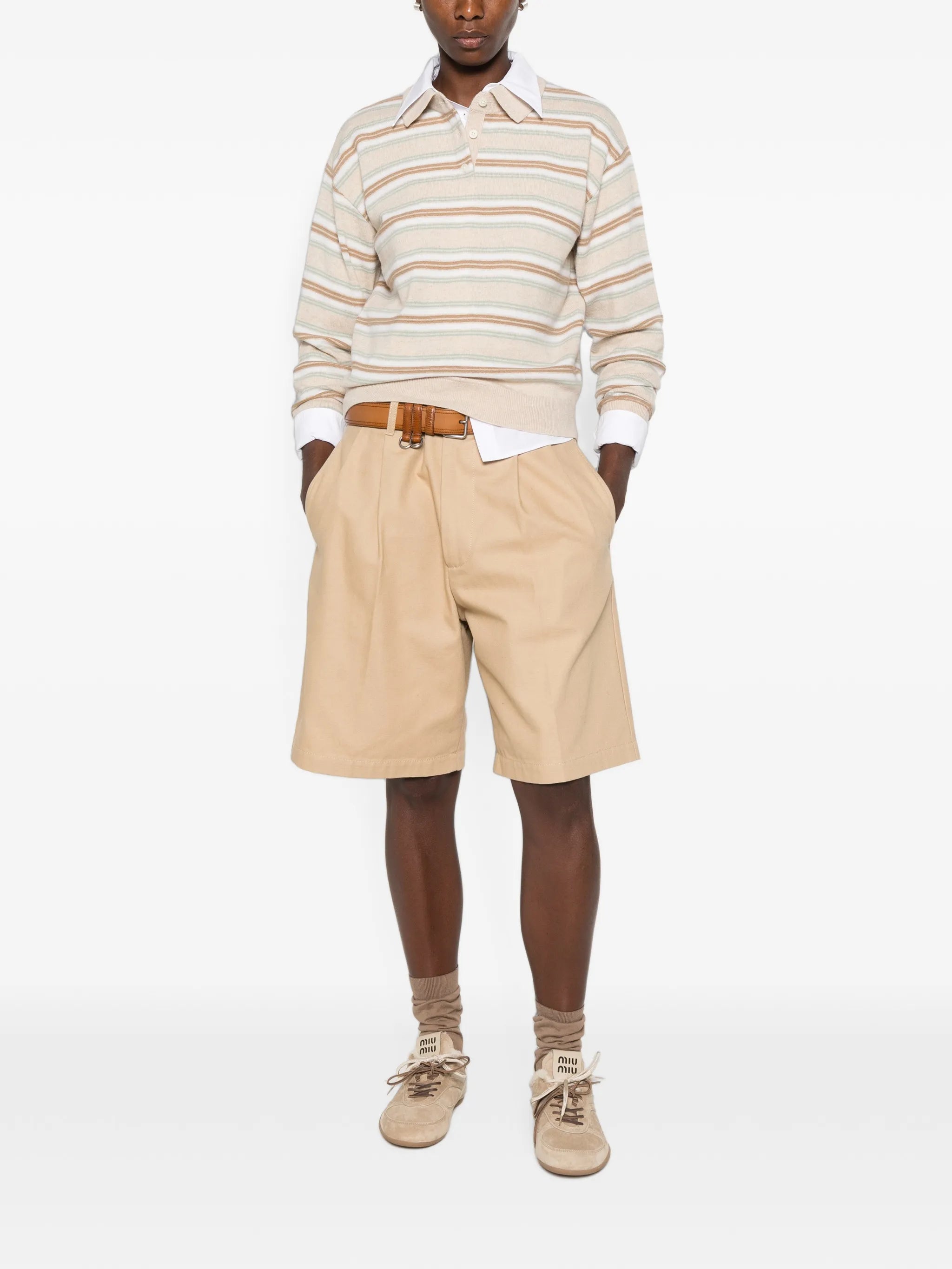 long-sleeve striped polo shirt