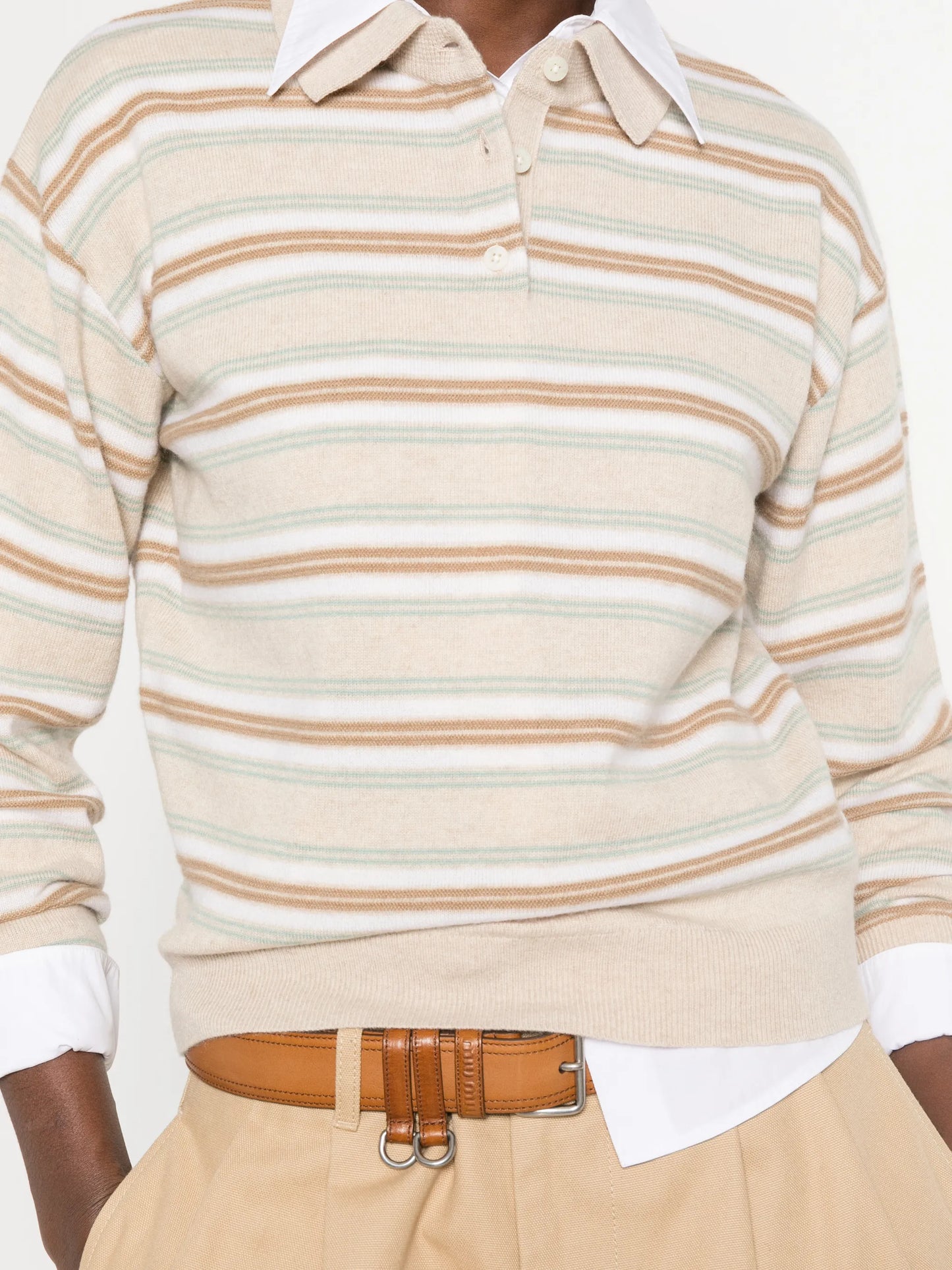 long-sleeve striped polo shirt