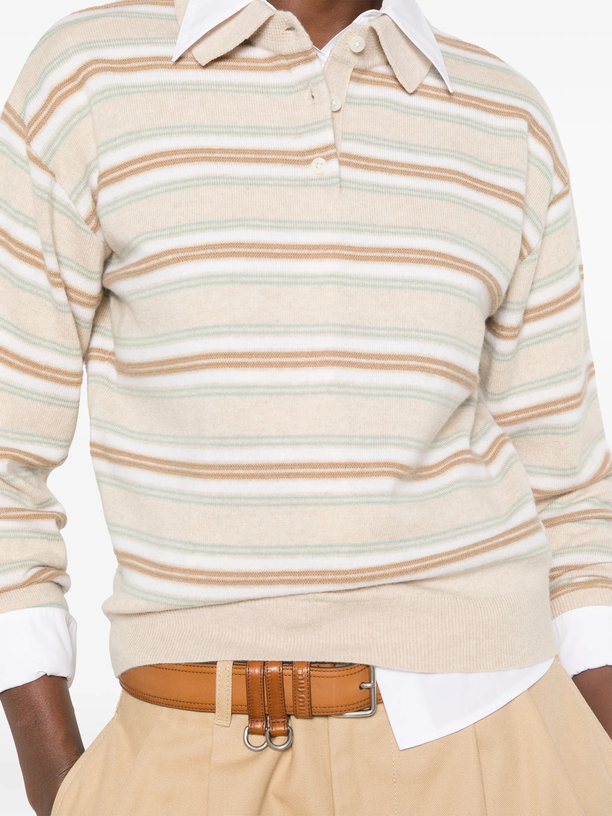 long-sleeve striped polo shirt