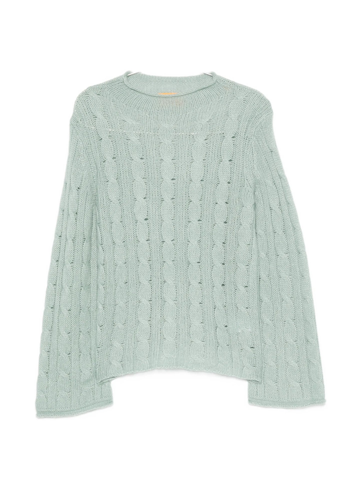 cable-knit mock-neck sweater