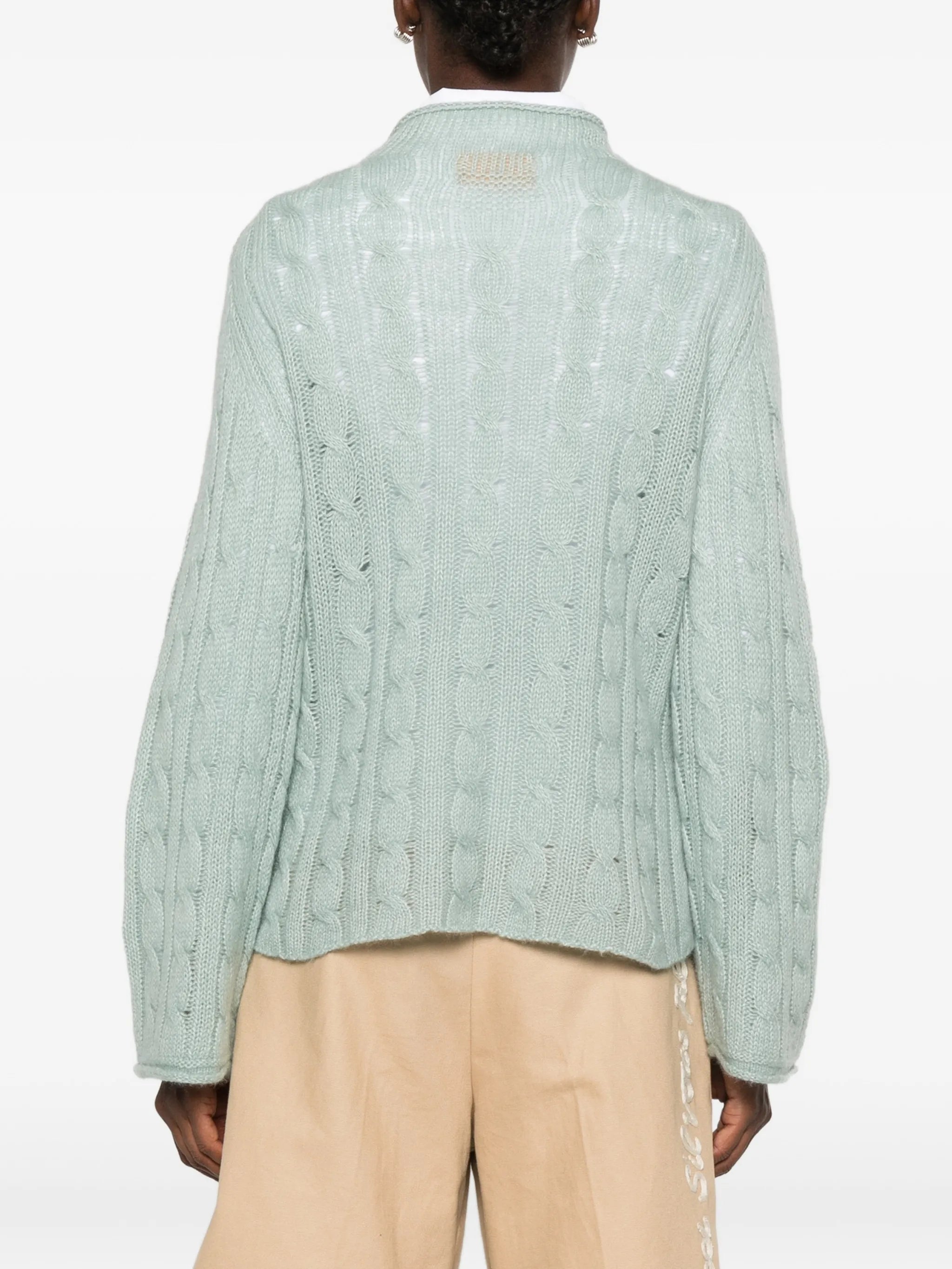 cable-knit mock-neck sweater