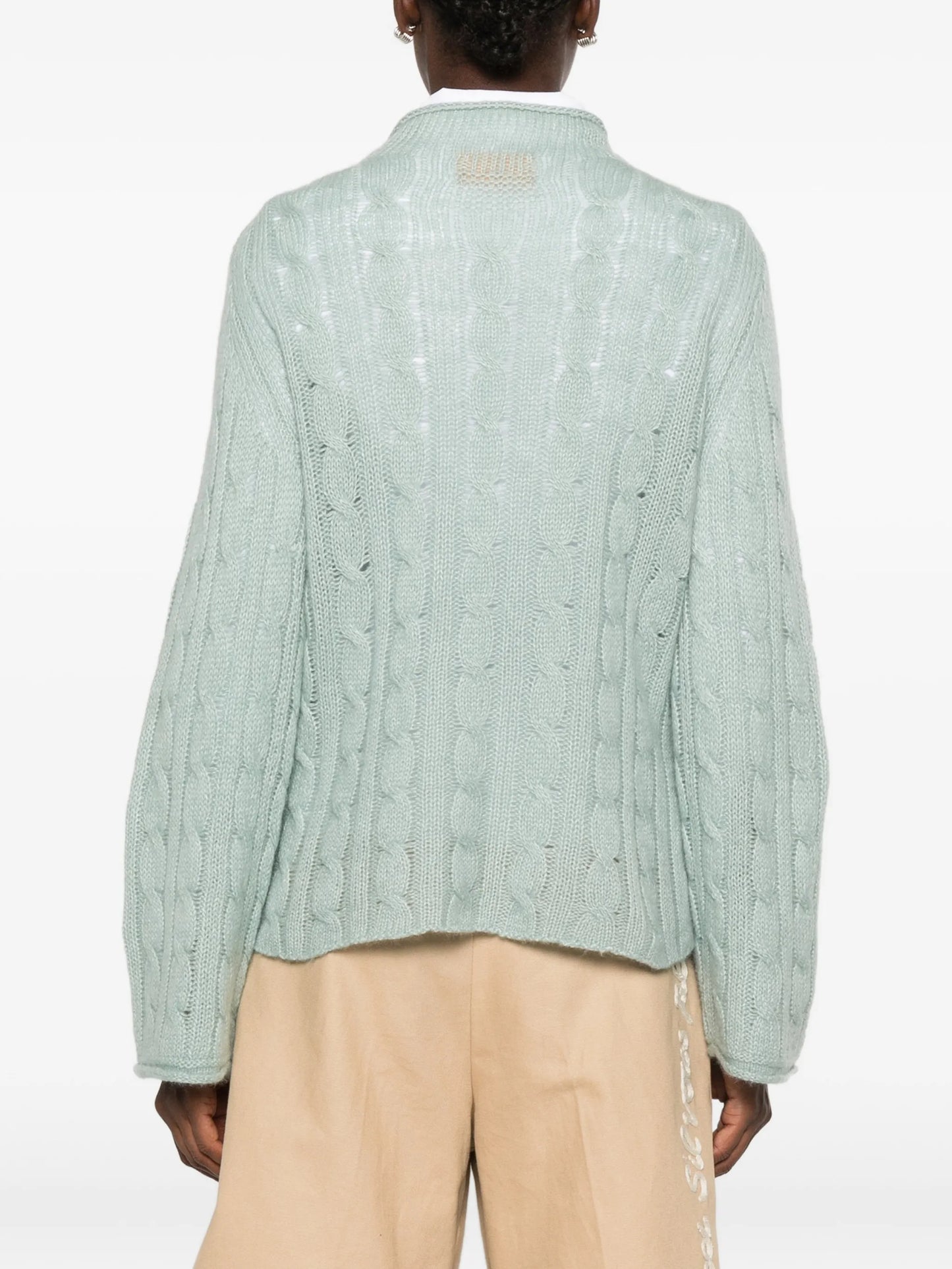 cable-knit mock-neck sweater