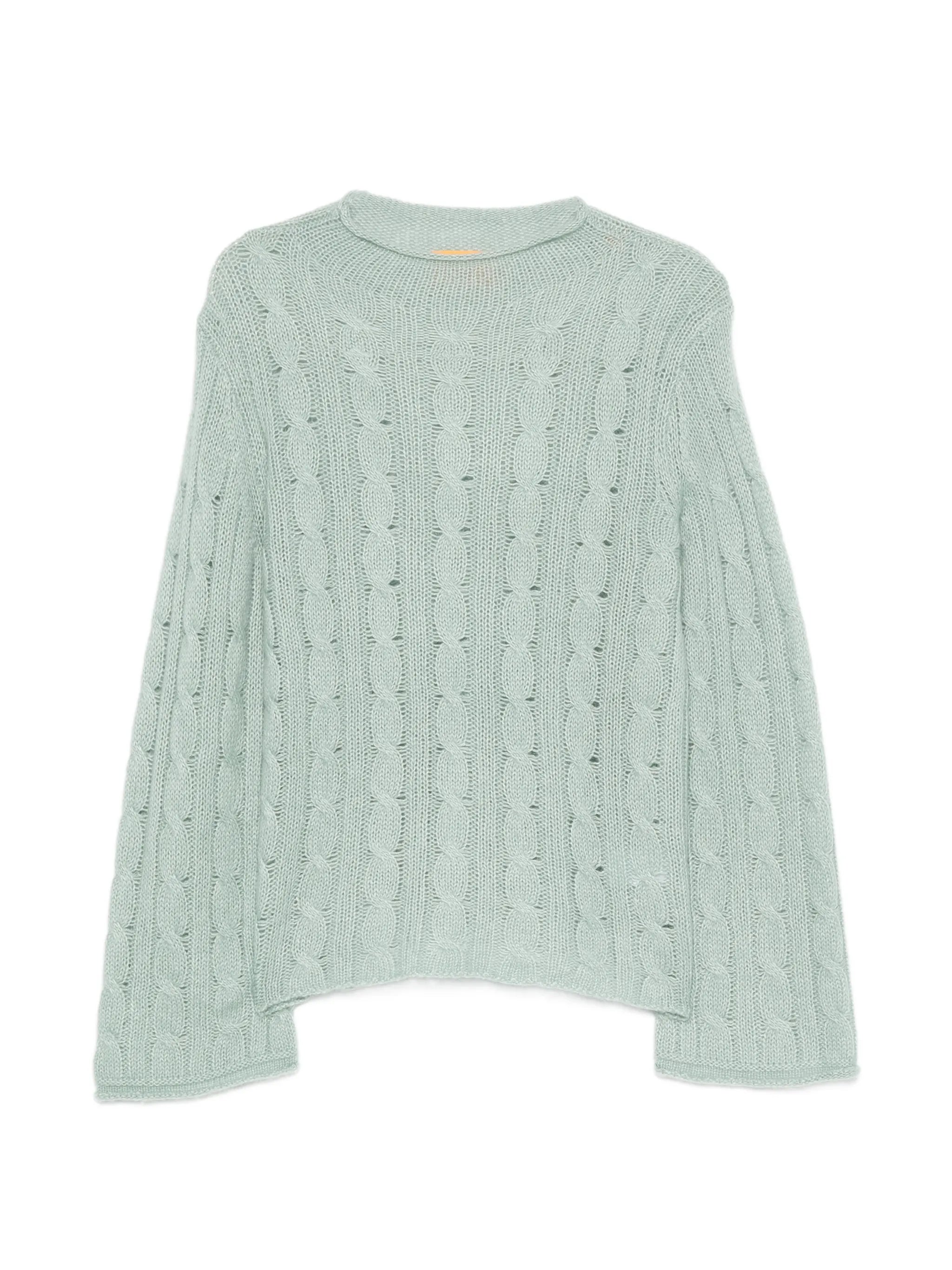 cable-knit mock-neck sweater