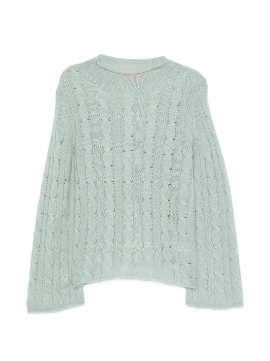 cable-knit mock-neck sweater