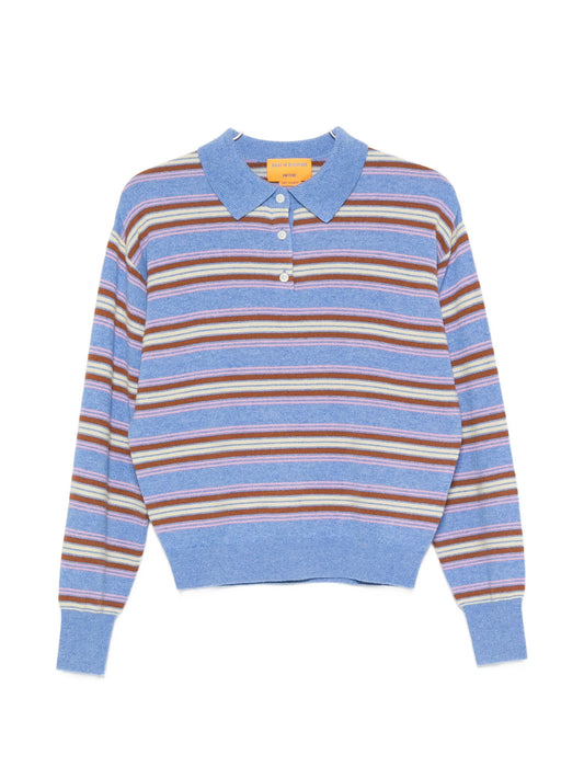 Collegiate stripe-pattern polo sweater