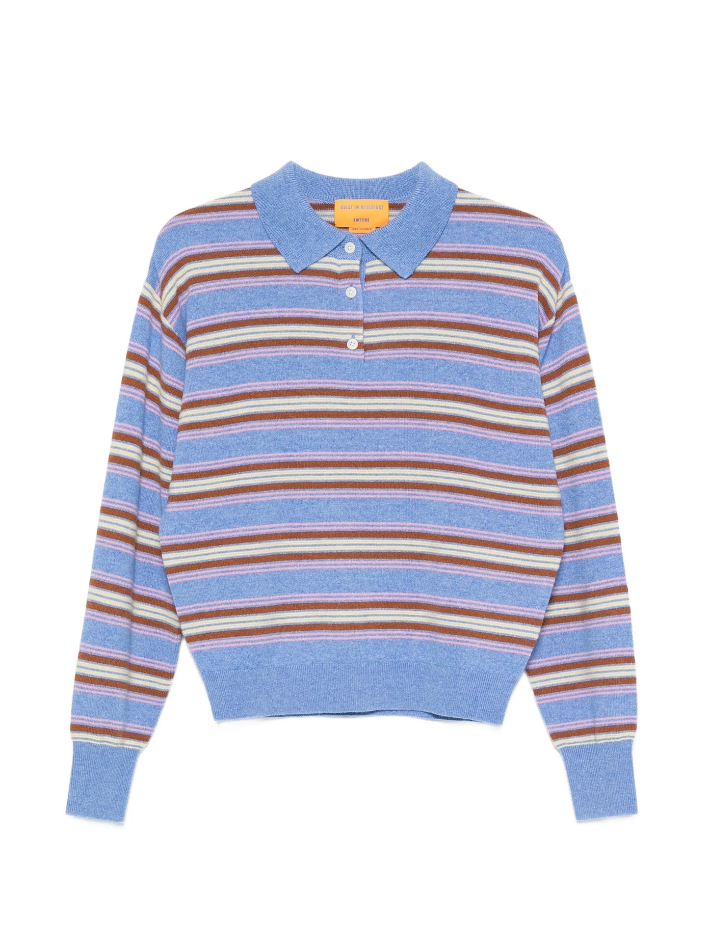 Collegiate stripe-pattern polo sweater