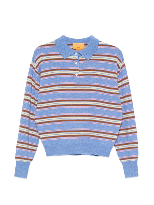 Collegiate stripe-pattern polo sweater