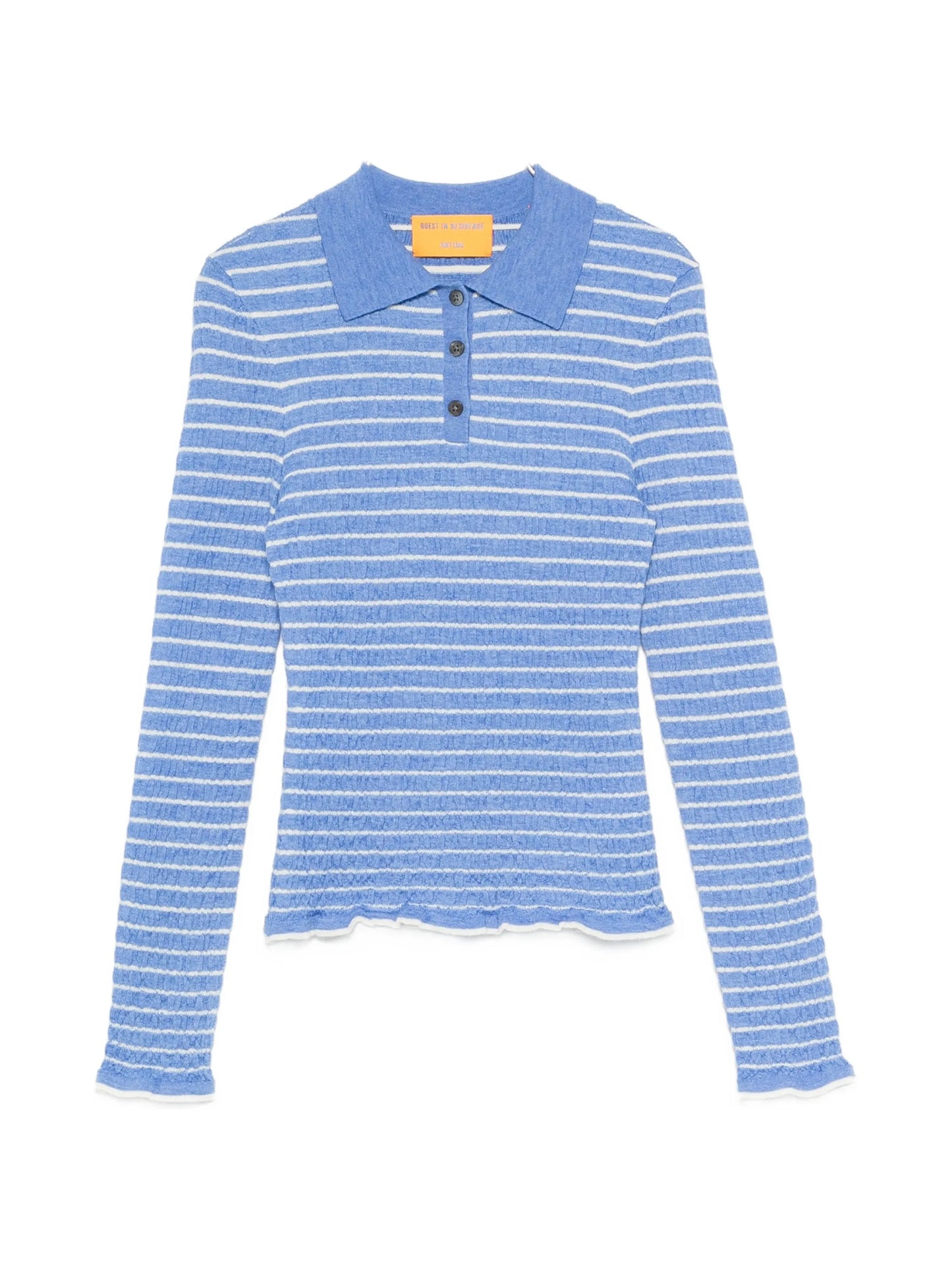smocked striped polo sweater