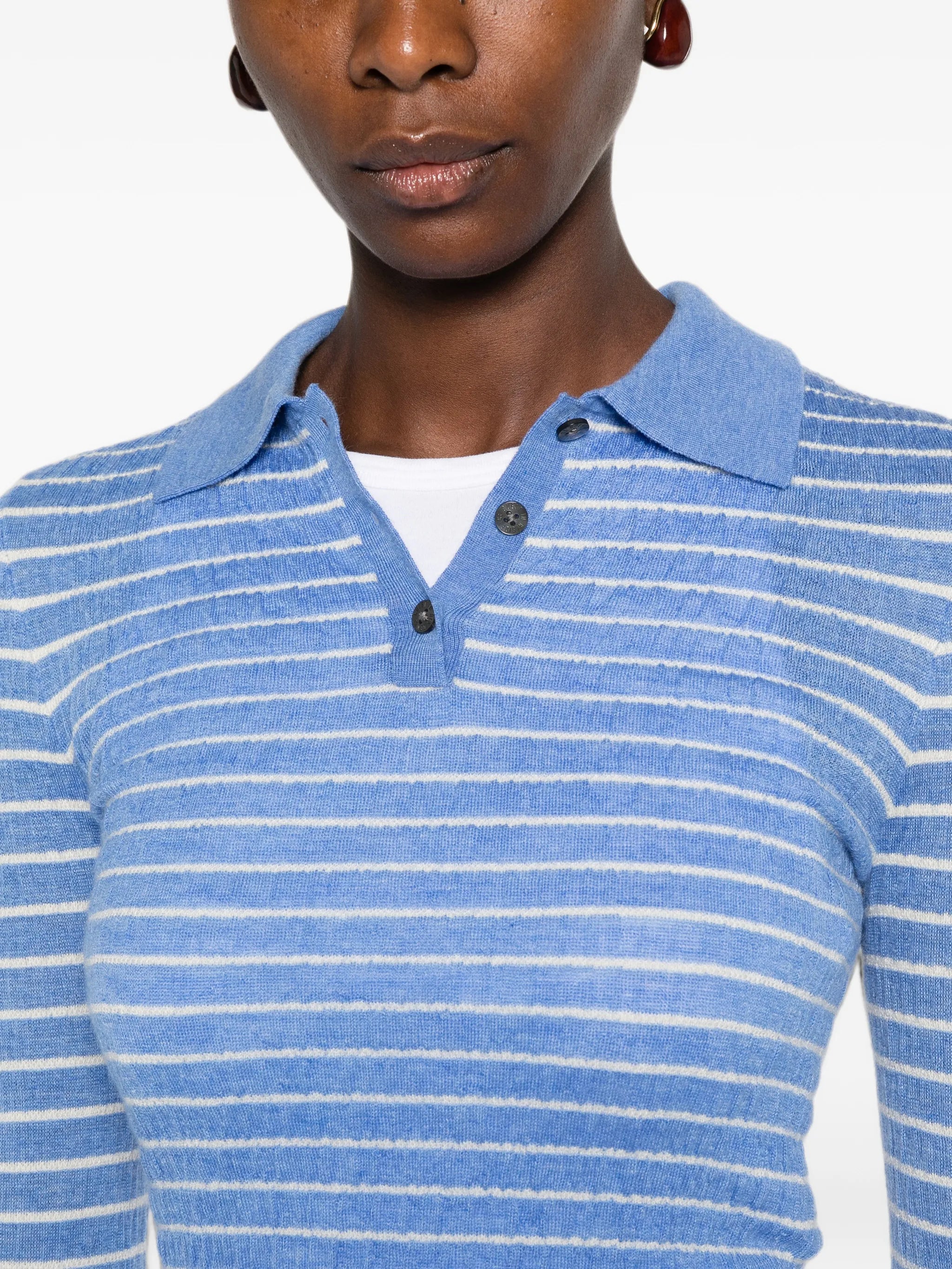 smocked striped polo sweater