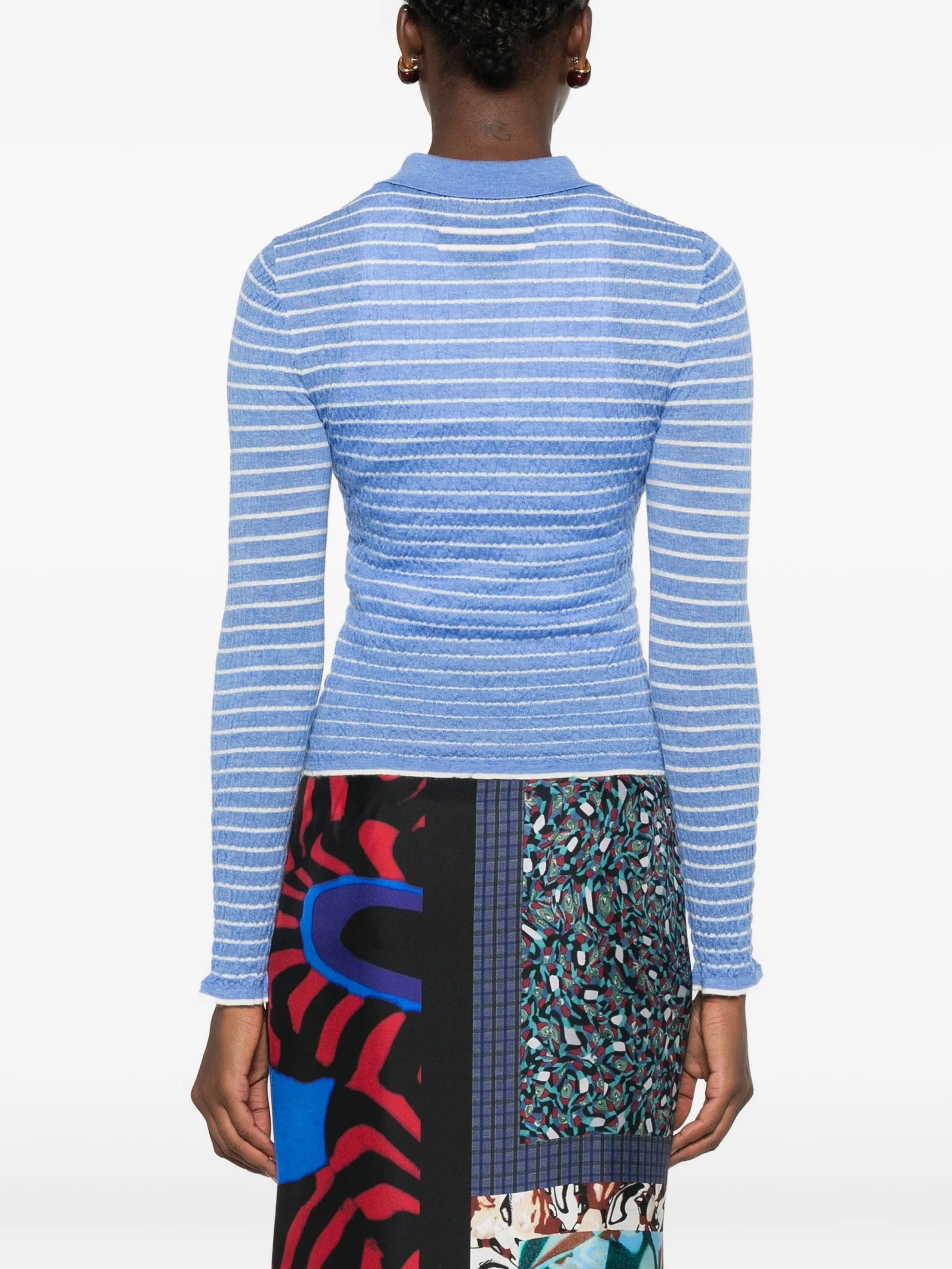 smocked striped polo sweater