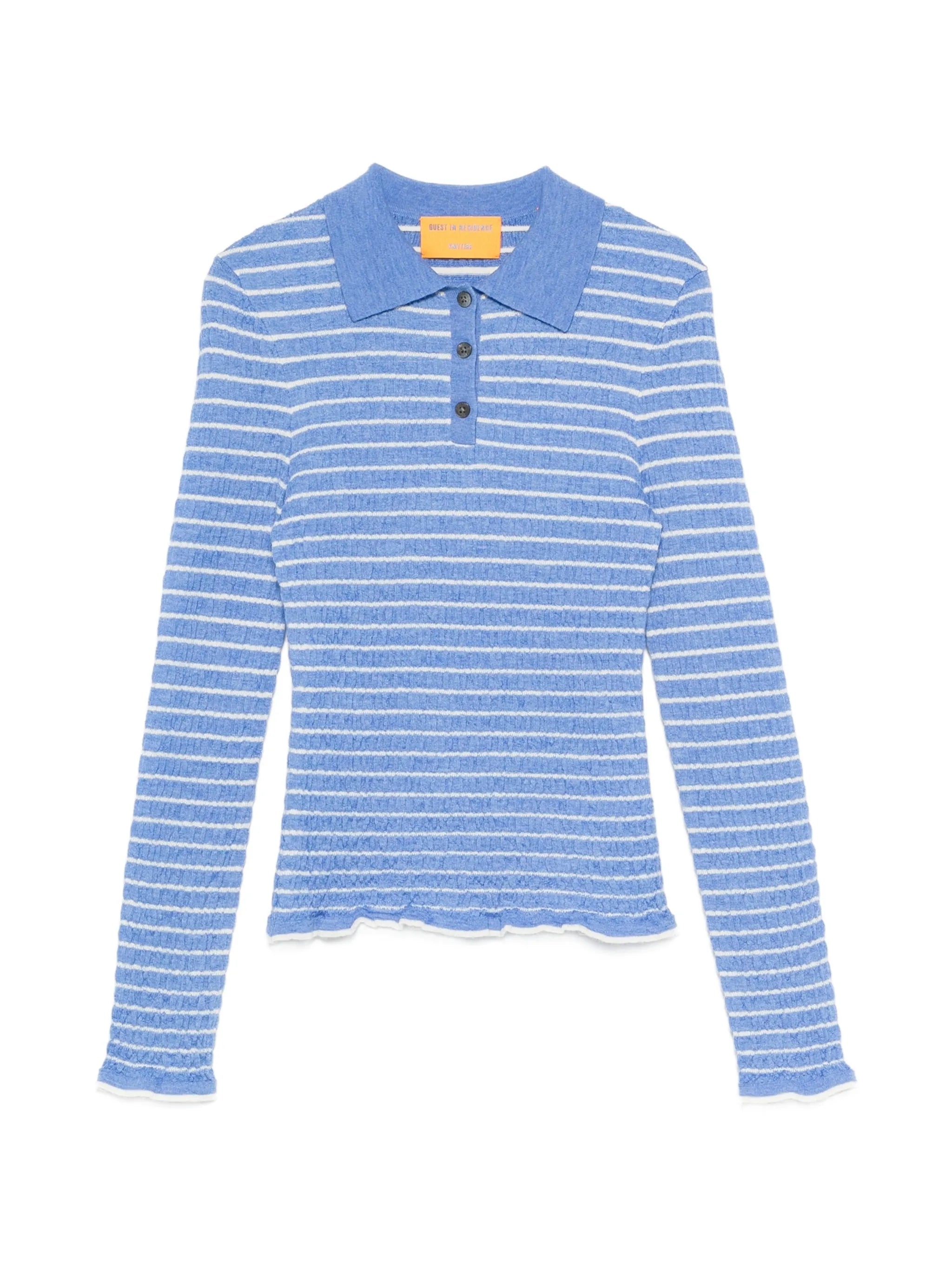 smocked striped polo sweater