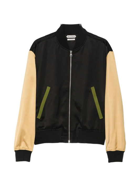 zip-fastening contrast-sleeve  jacket