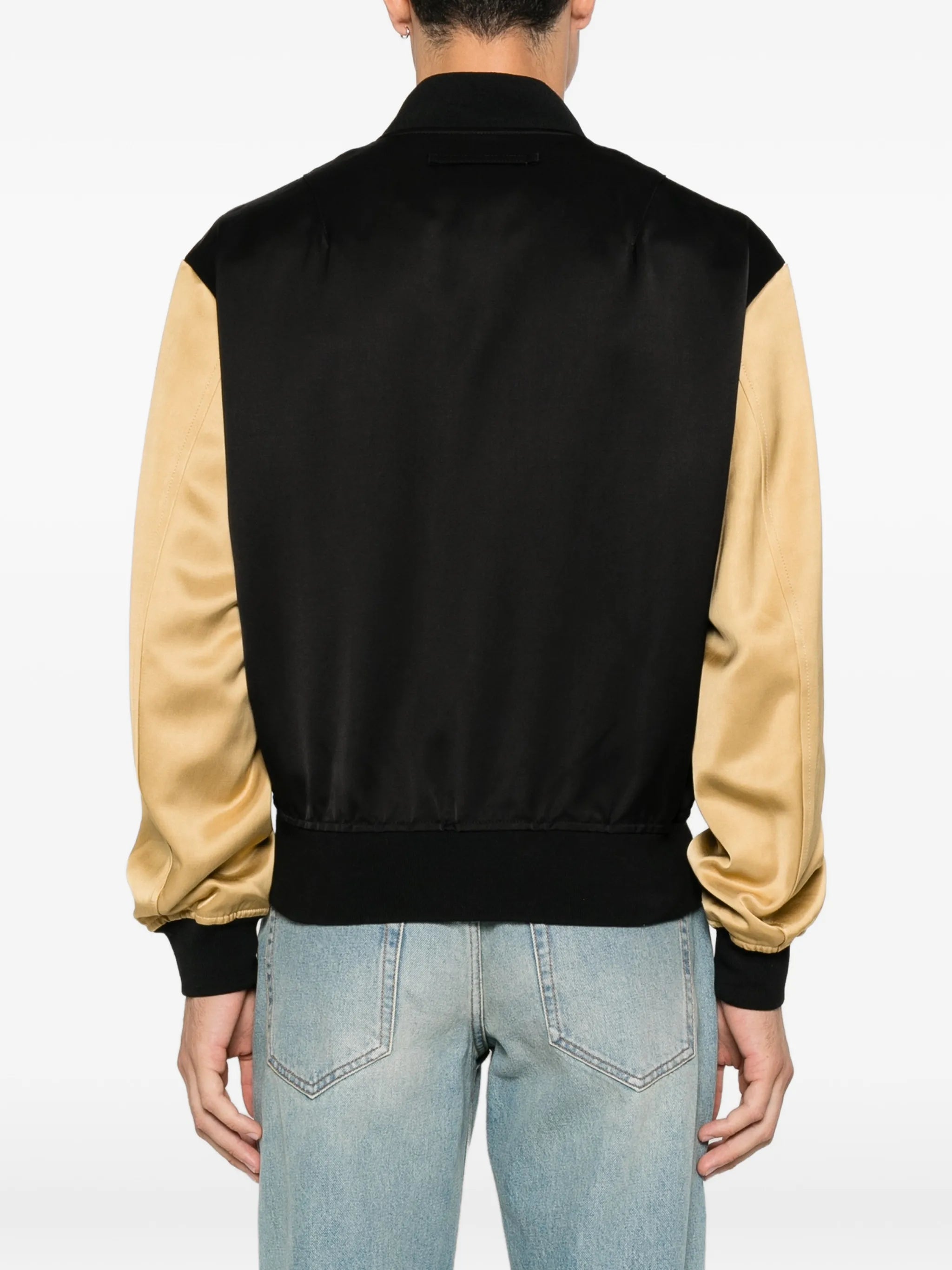 zip-fastening contrast-sleeve  jacket