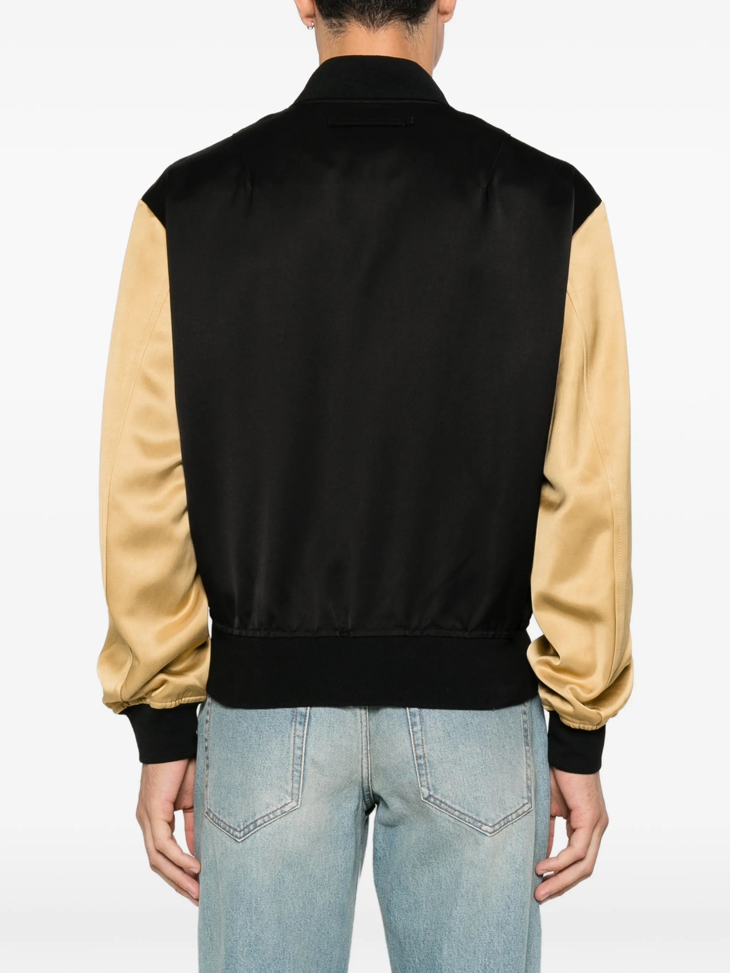 zip-fastening contrast-sleeve  jacket