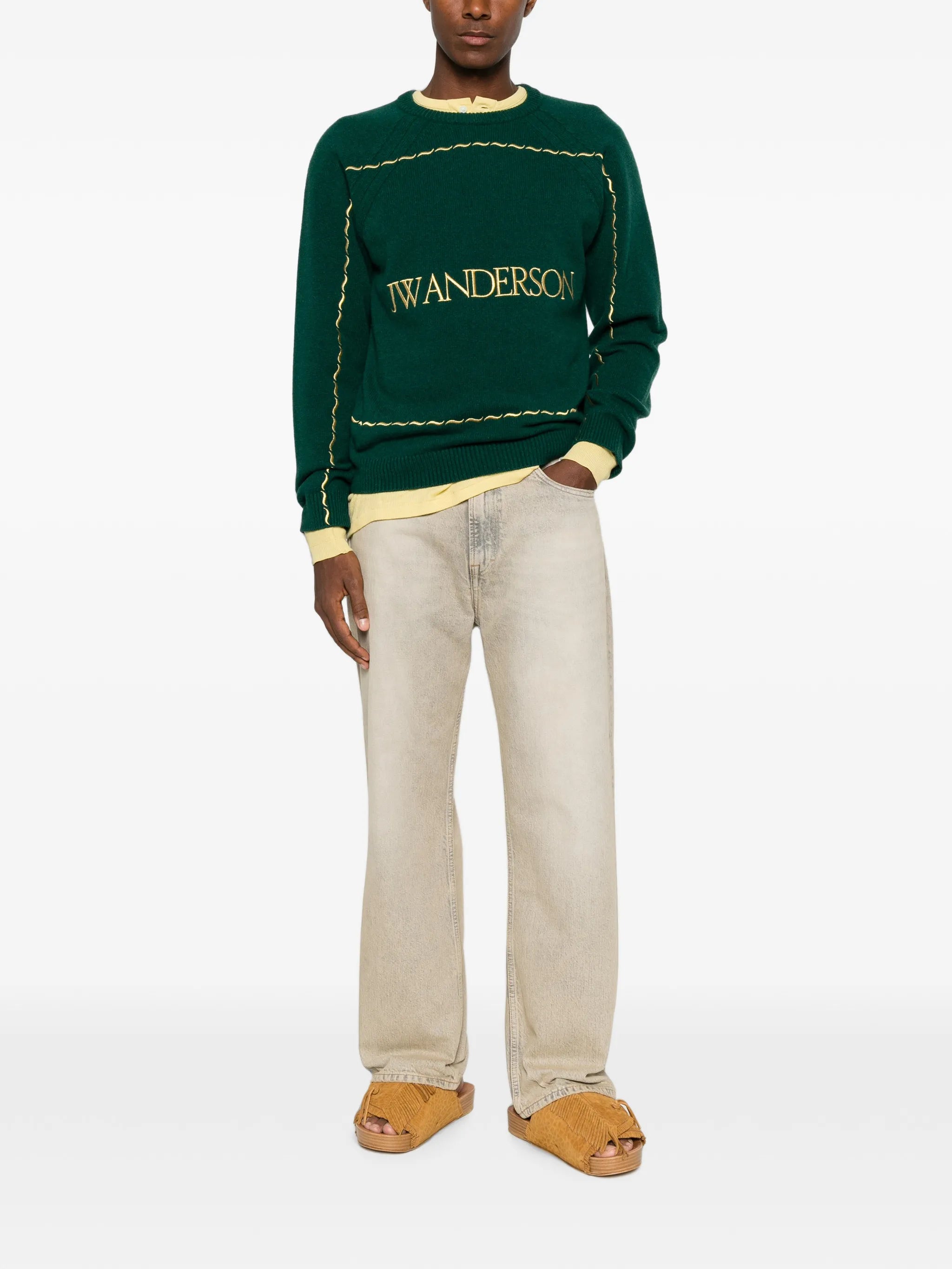 logo-embroidered wavy-stitch sweater
