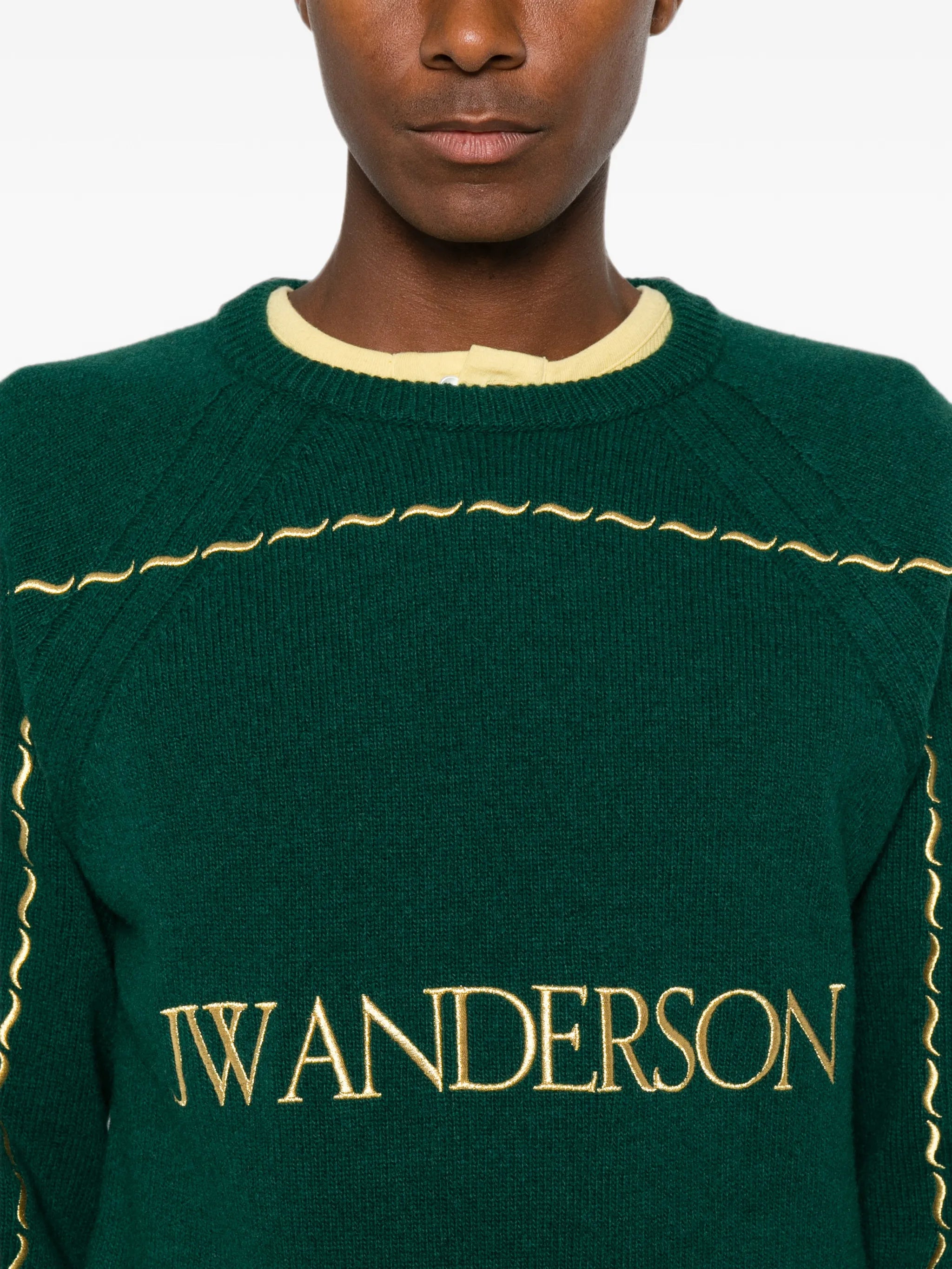 logo-embroidered wavy-stitch sweater