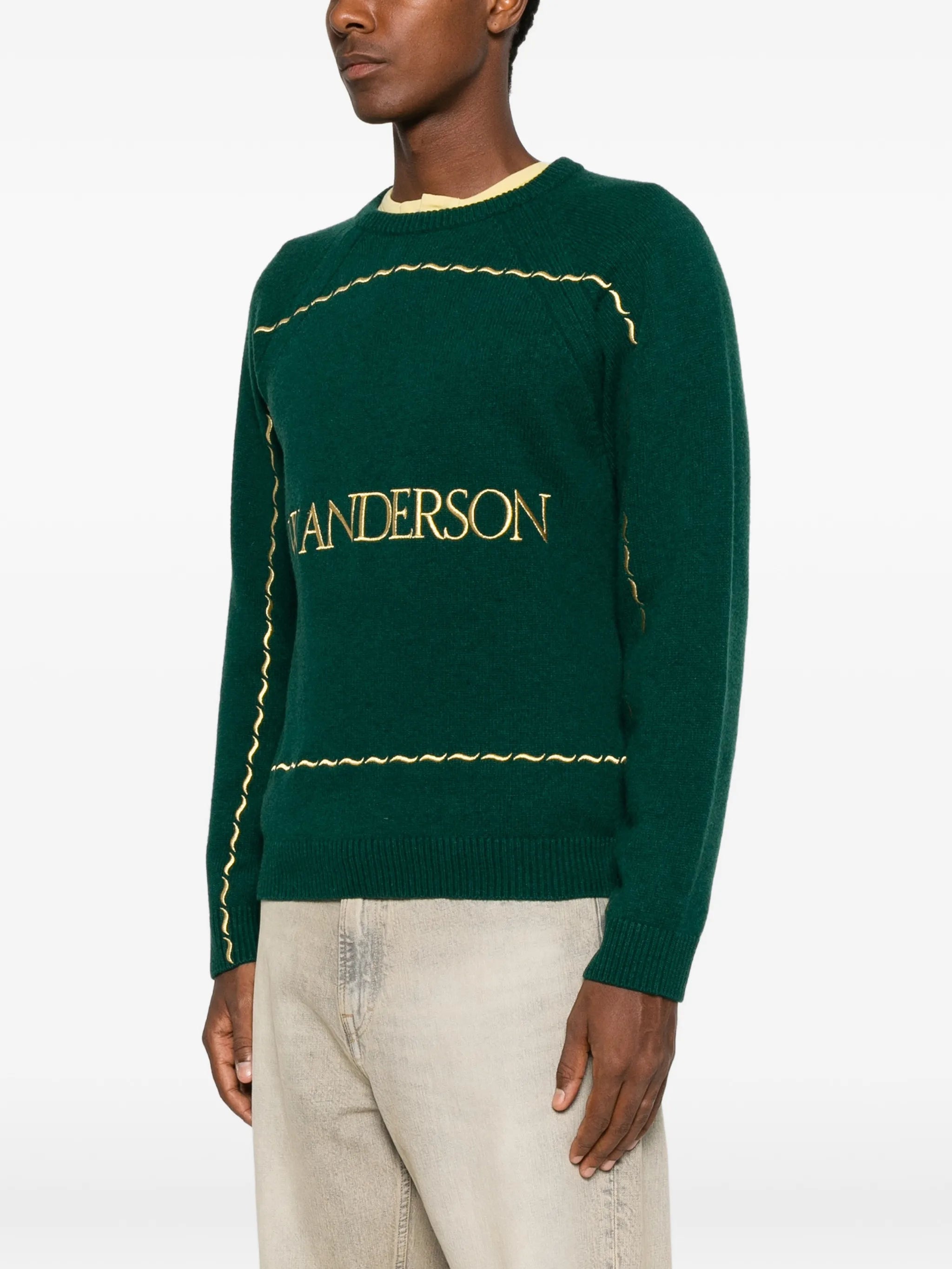 logo-embroidered wavy-stitch sweater
