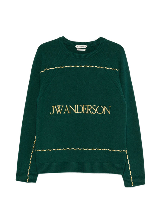 logo-embroidered wavy-stitch sweater