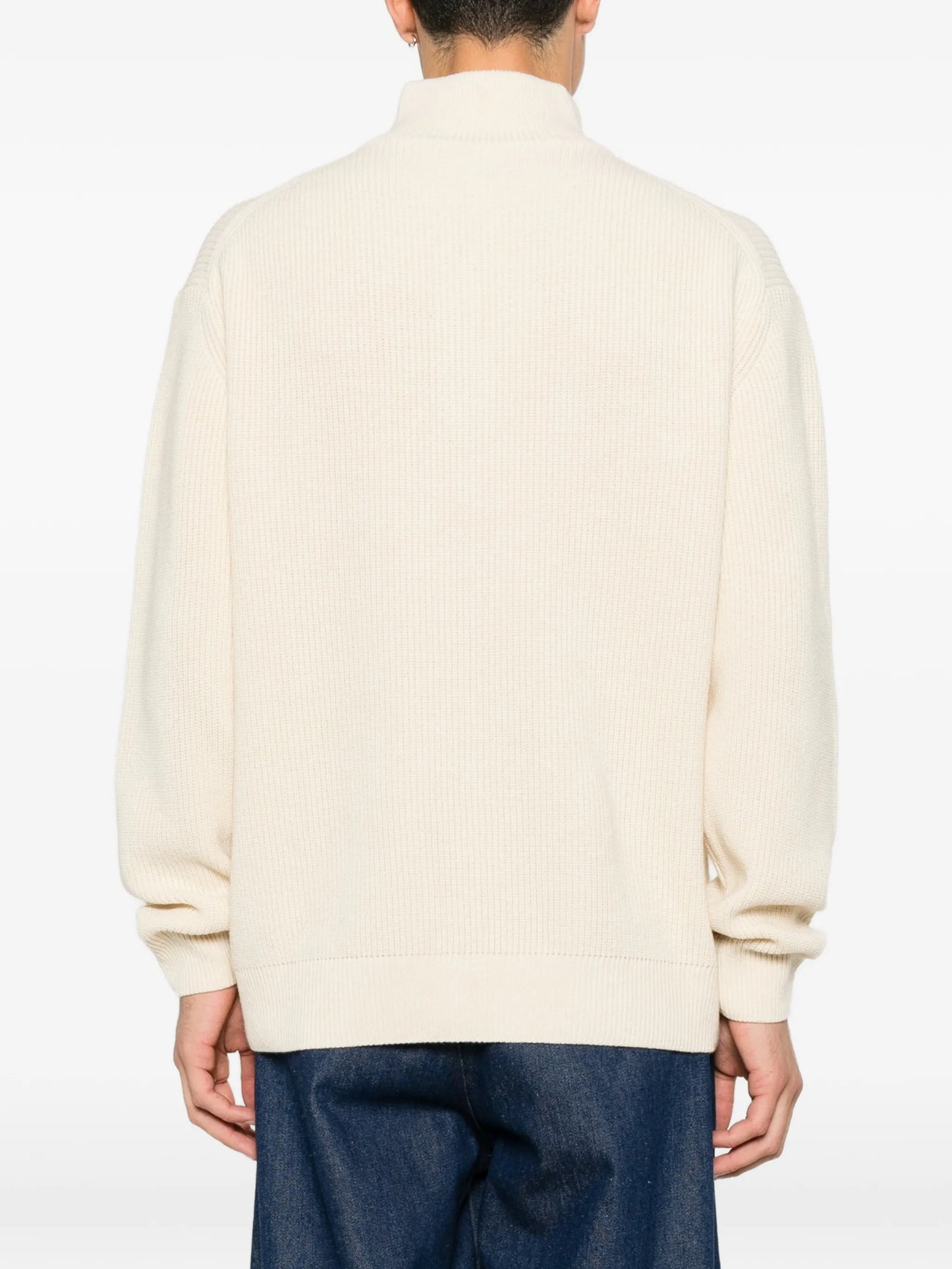 half-zip ribbed-knit sweater