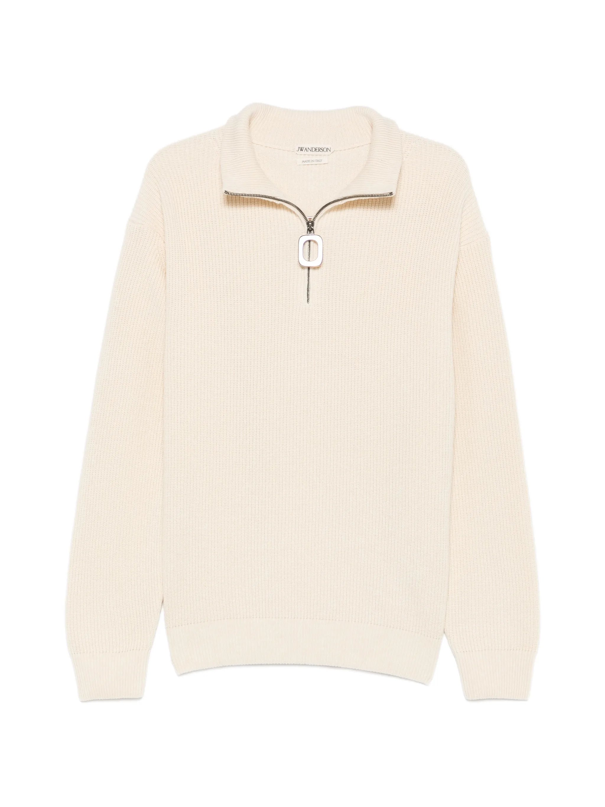 half-zip ribbed-knit sweater