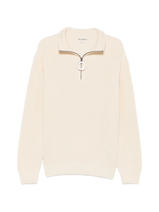 half-zip ribbed-knit sweater