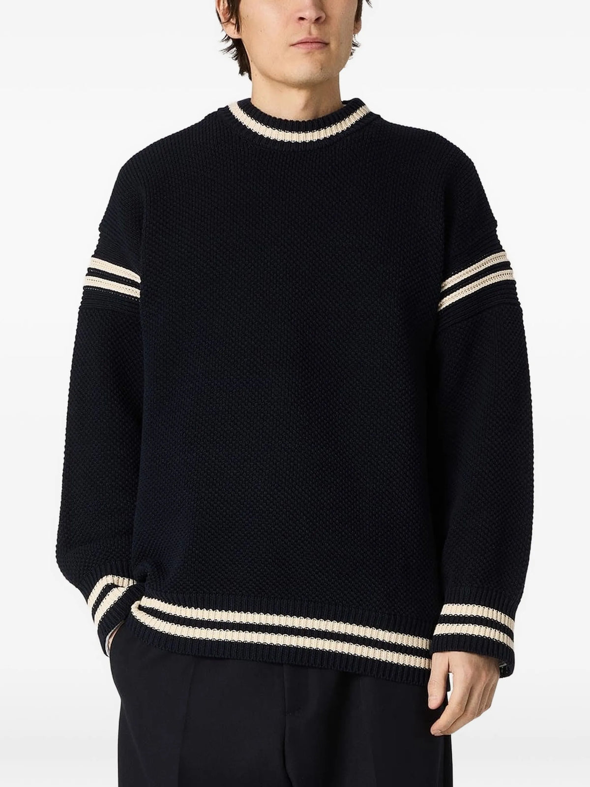 boxy sweater in cotton with embroidery