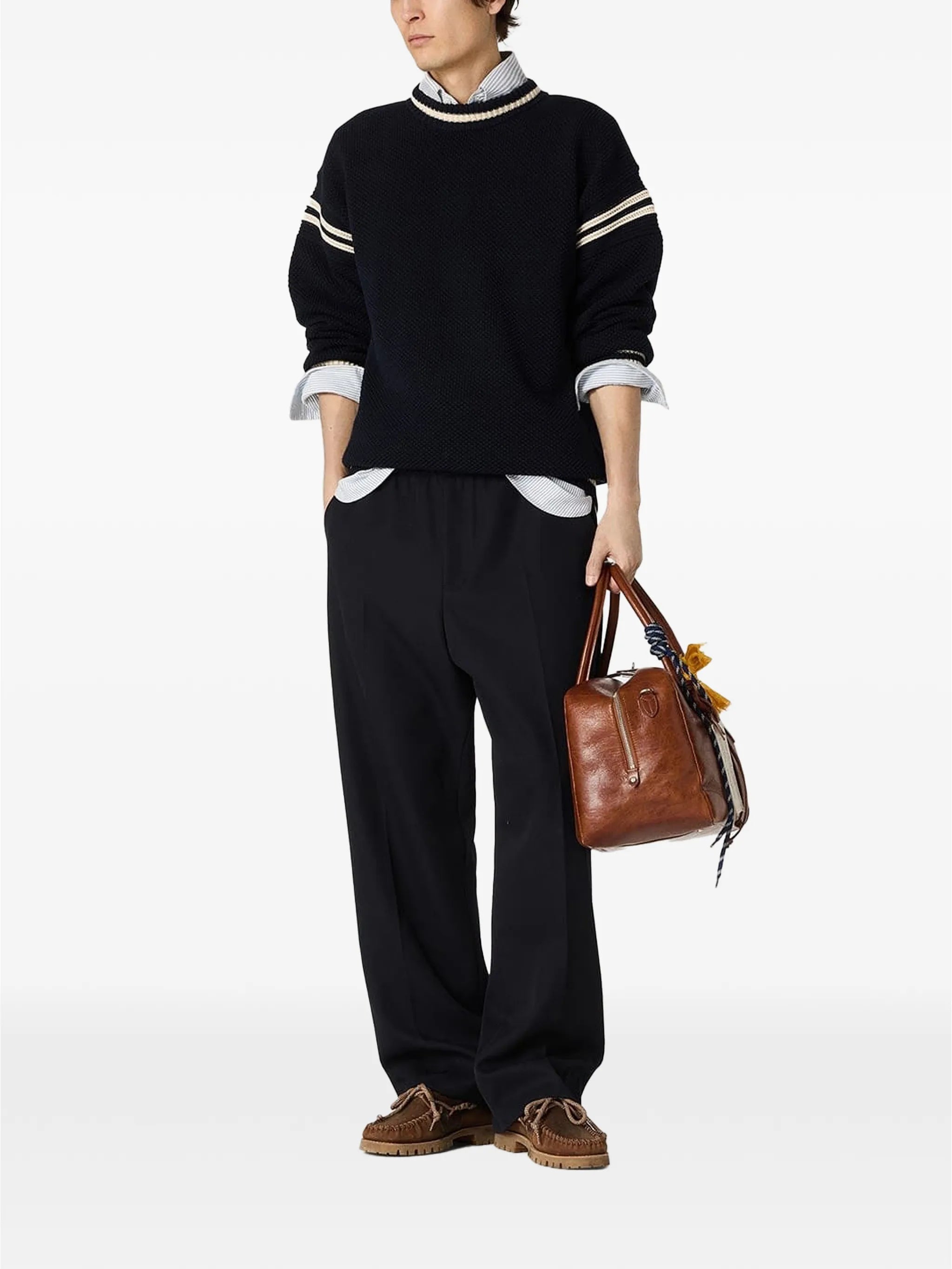 boxy sweater in cotton with embroidery