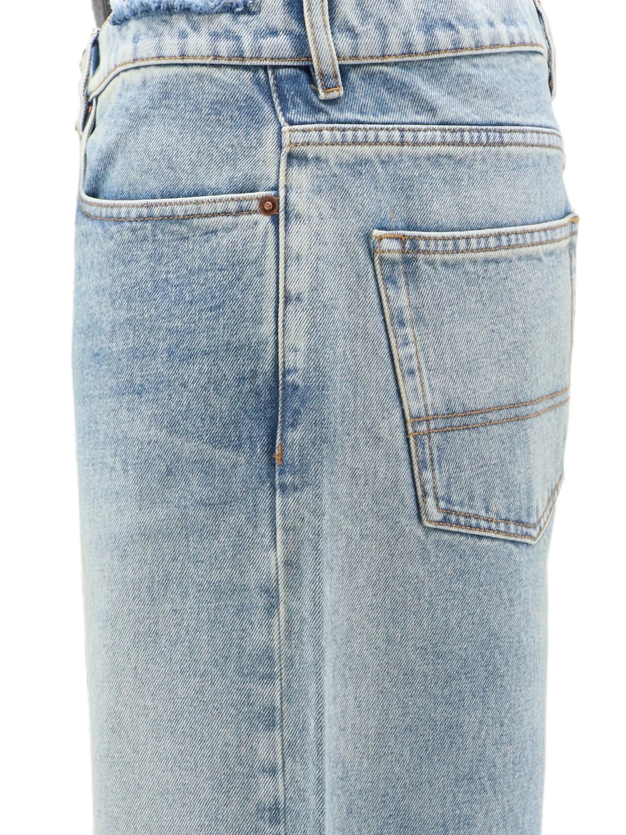 faded-effect wide-leg jeans