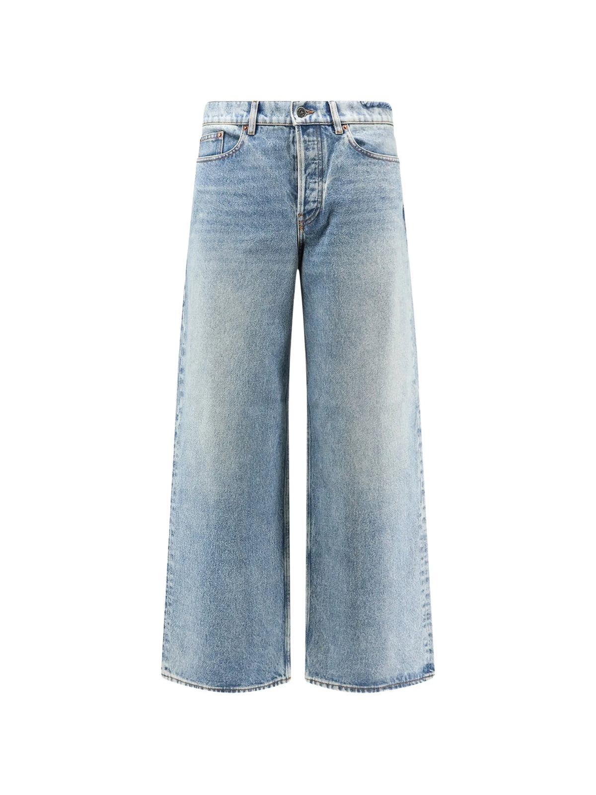 faded-effect wide-leg jeans