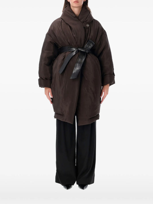 belted padded coat