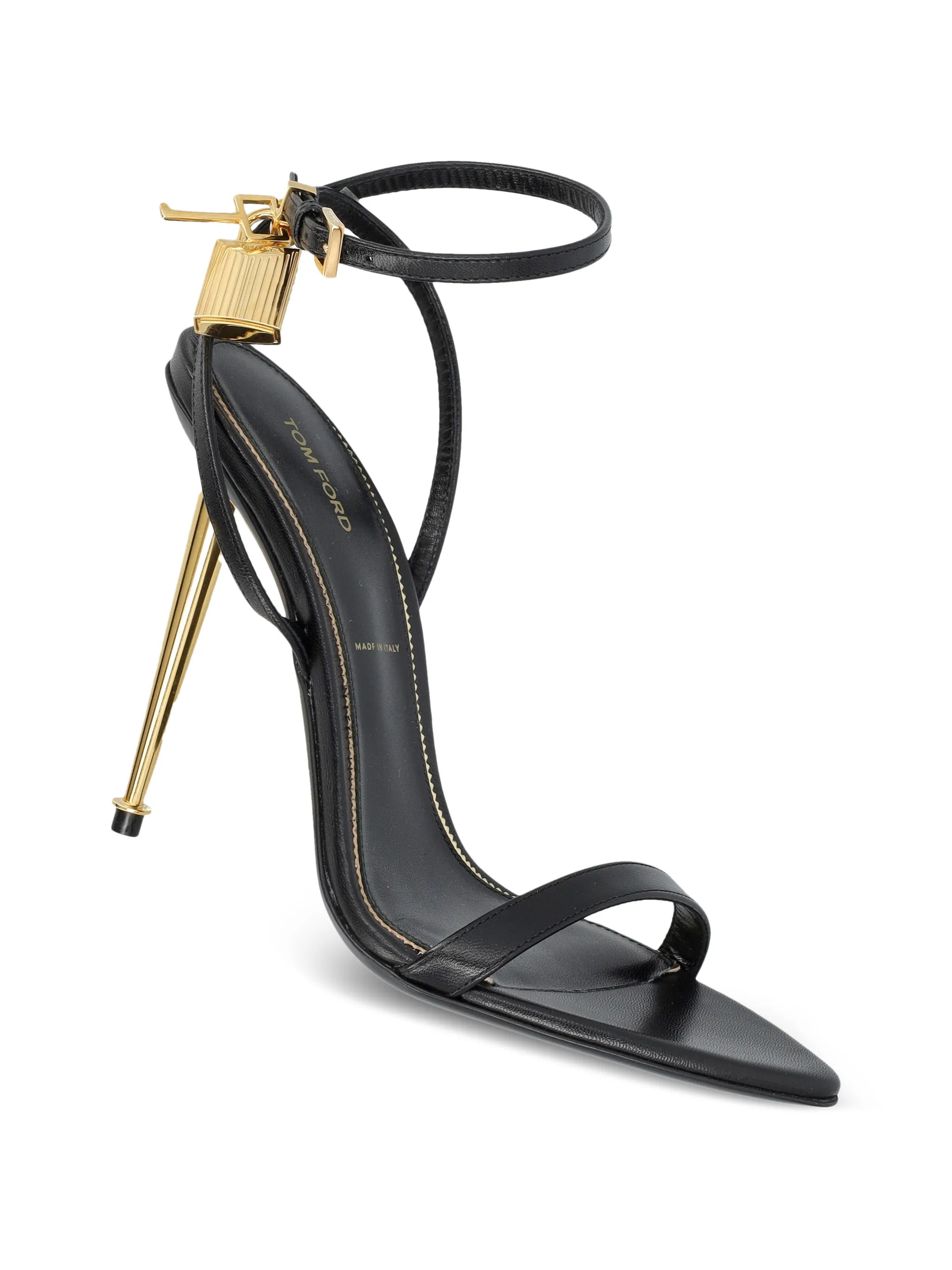 padlock leather sandals
