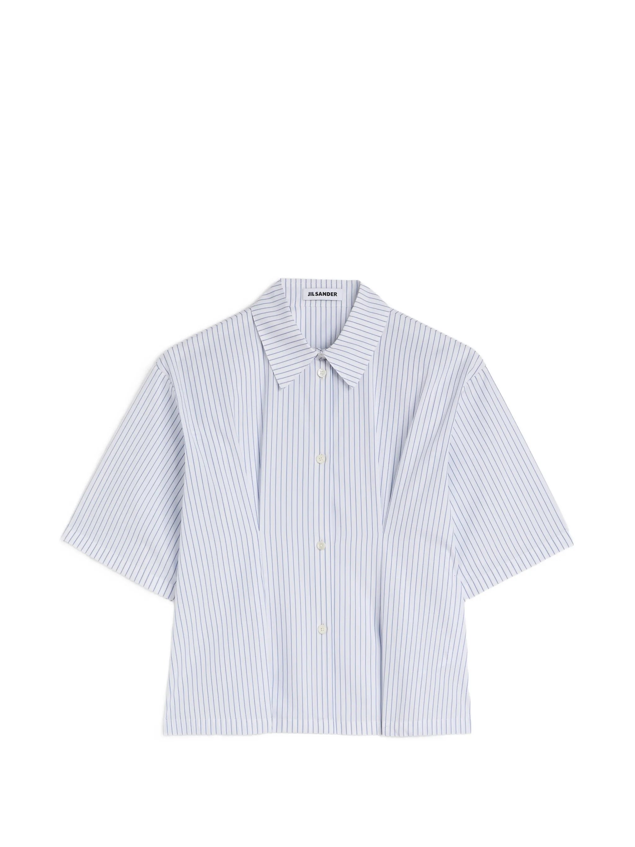 striped pleated-waist shirt