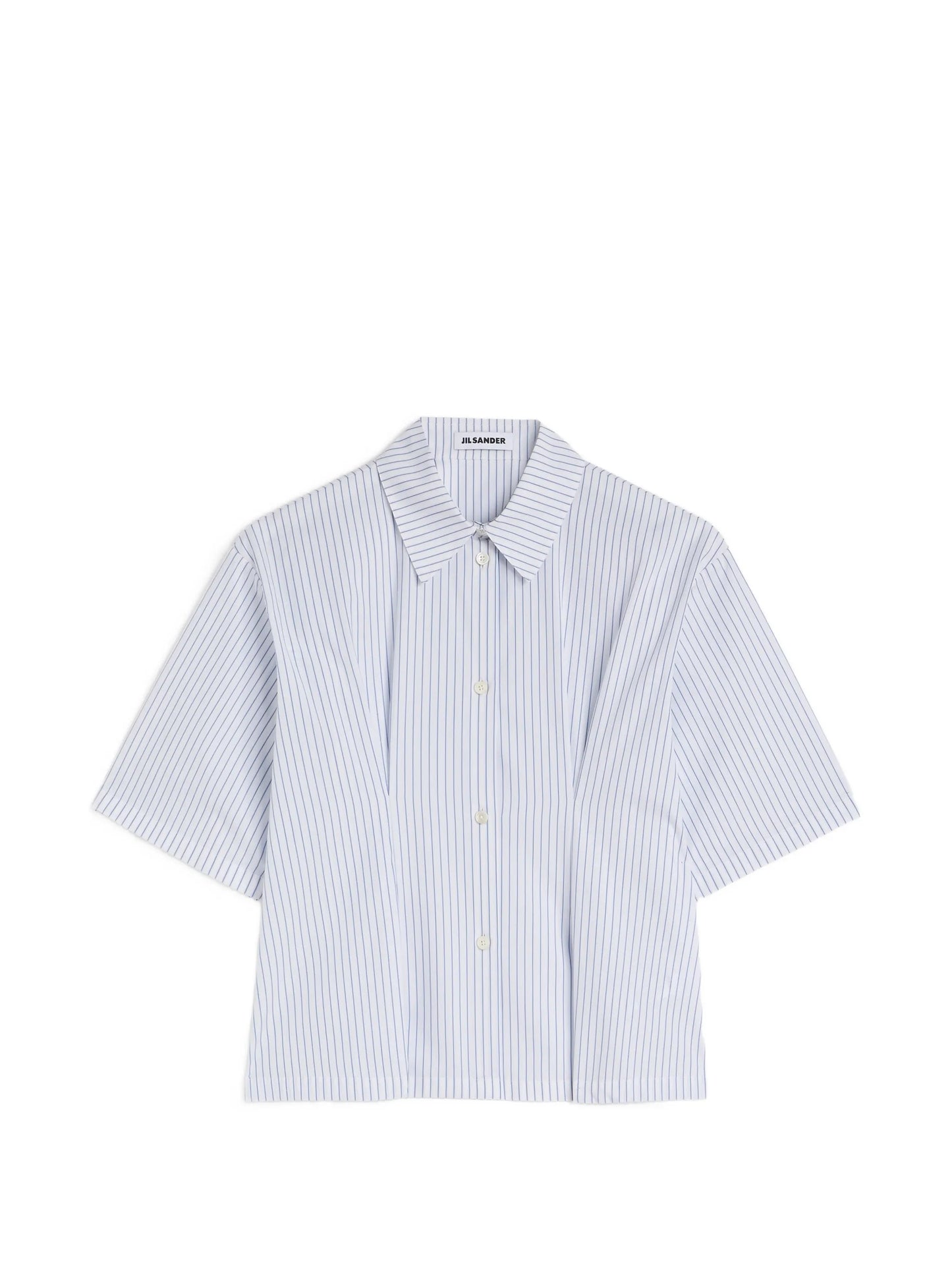 striped pleated-waist shirt