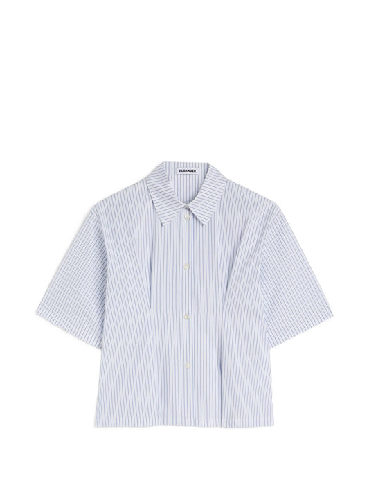 striped pleated-waist shirt