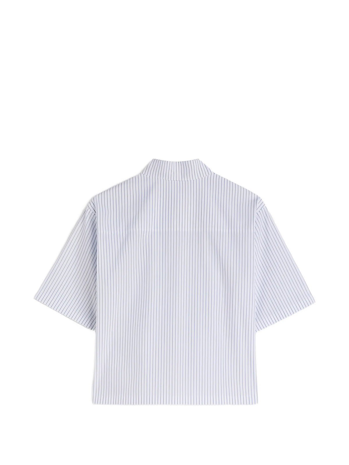boxy-fit striped cotton poplin shirt with pleated waist detail