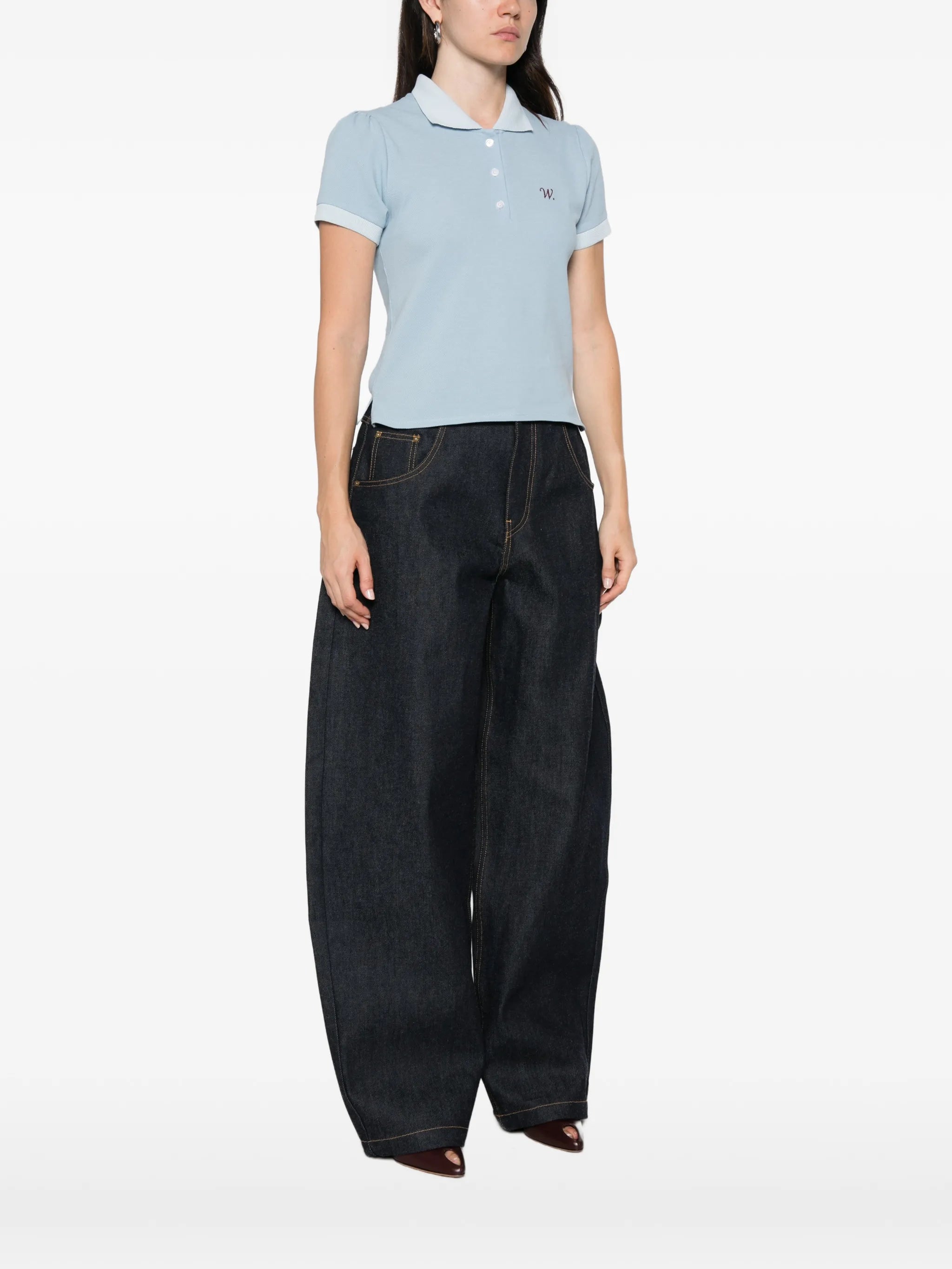 Willy Chavela puff-sleeve polo shirt