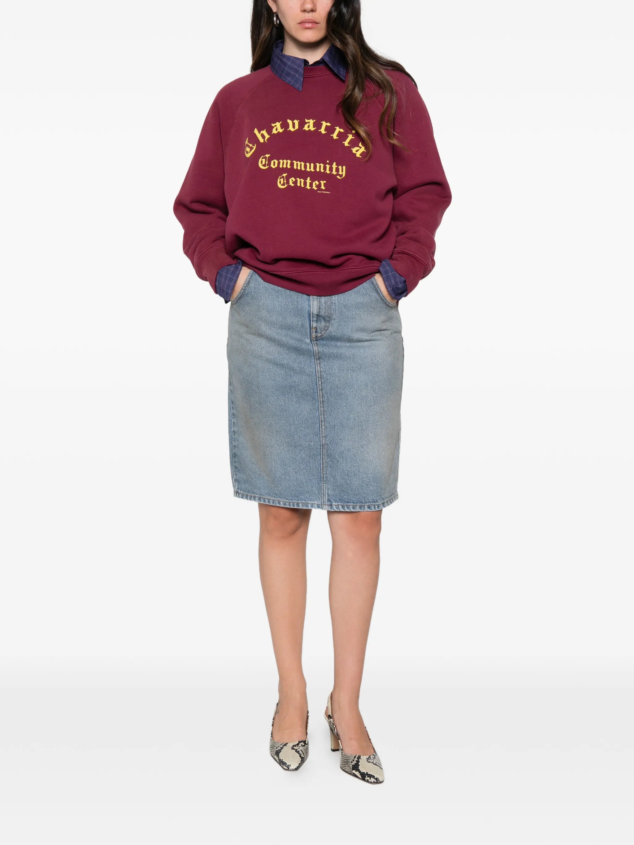 Bad Girl denim midi skirt