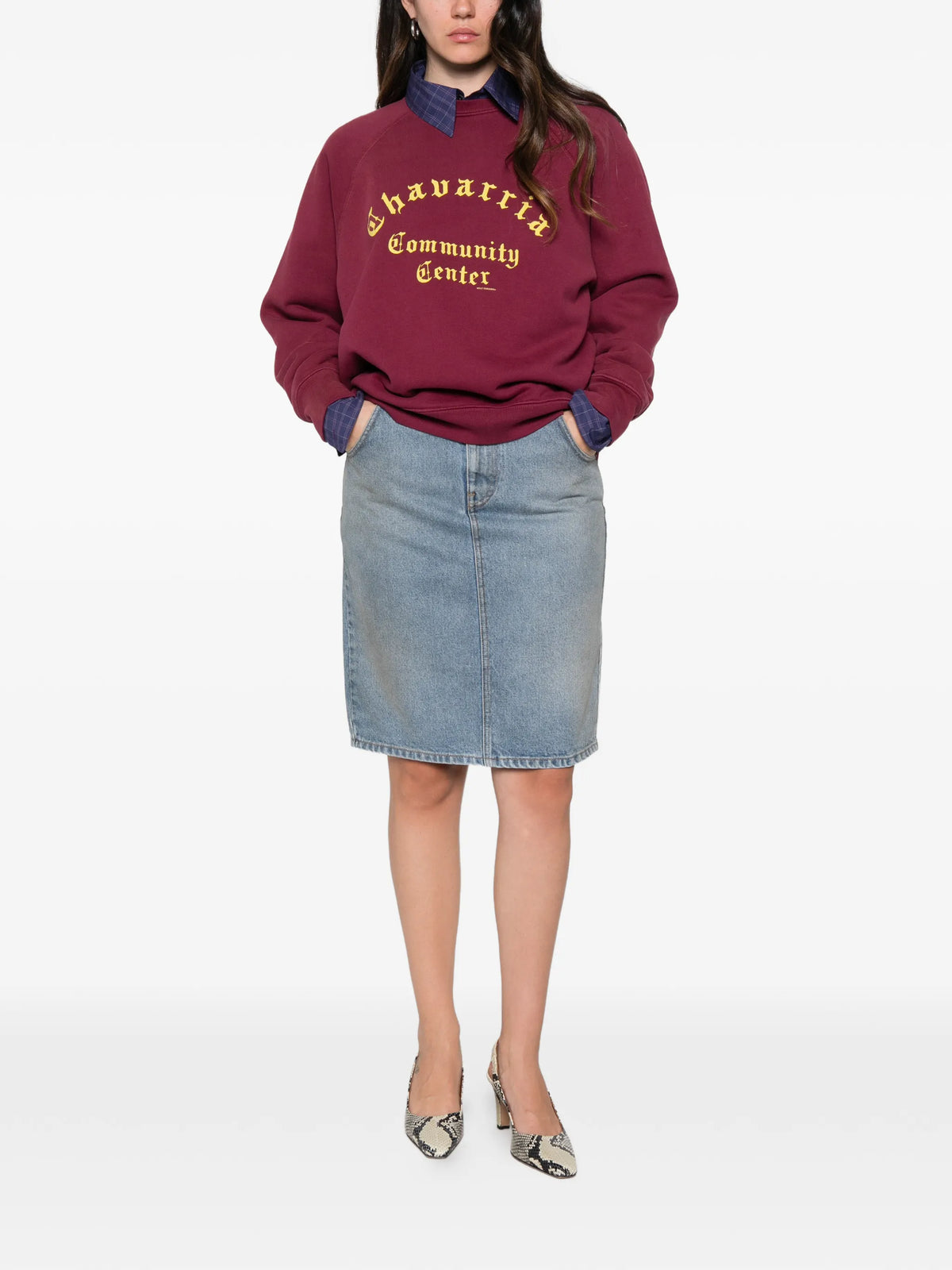 Bad Girl denim midi skirt