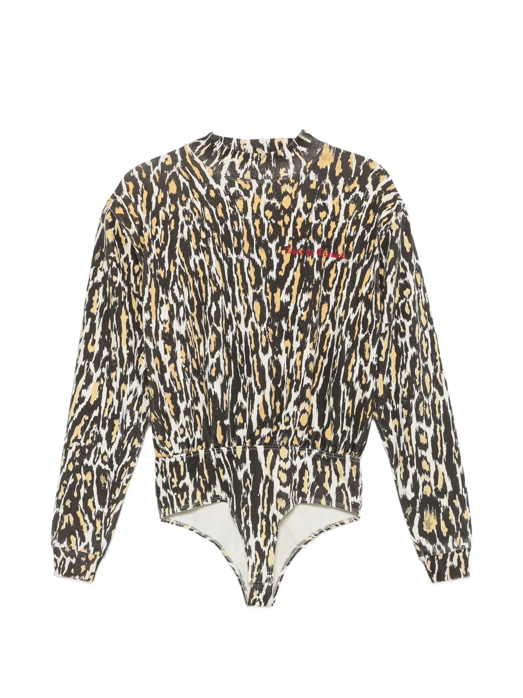 cheetah-print long-sleeved bodysuit