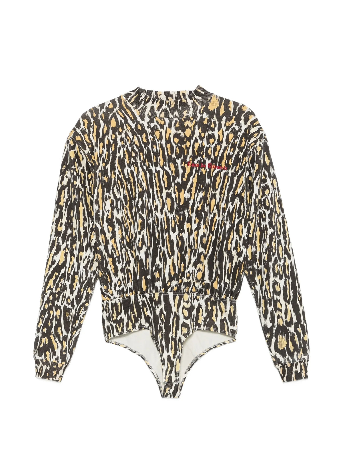 cheetah-print long-sleeved bodysuit