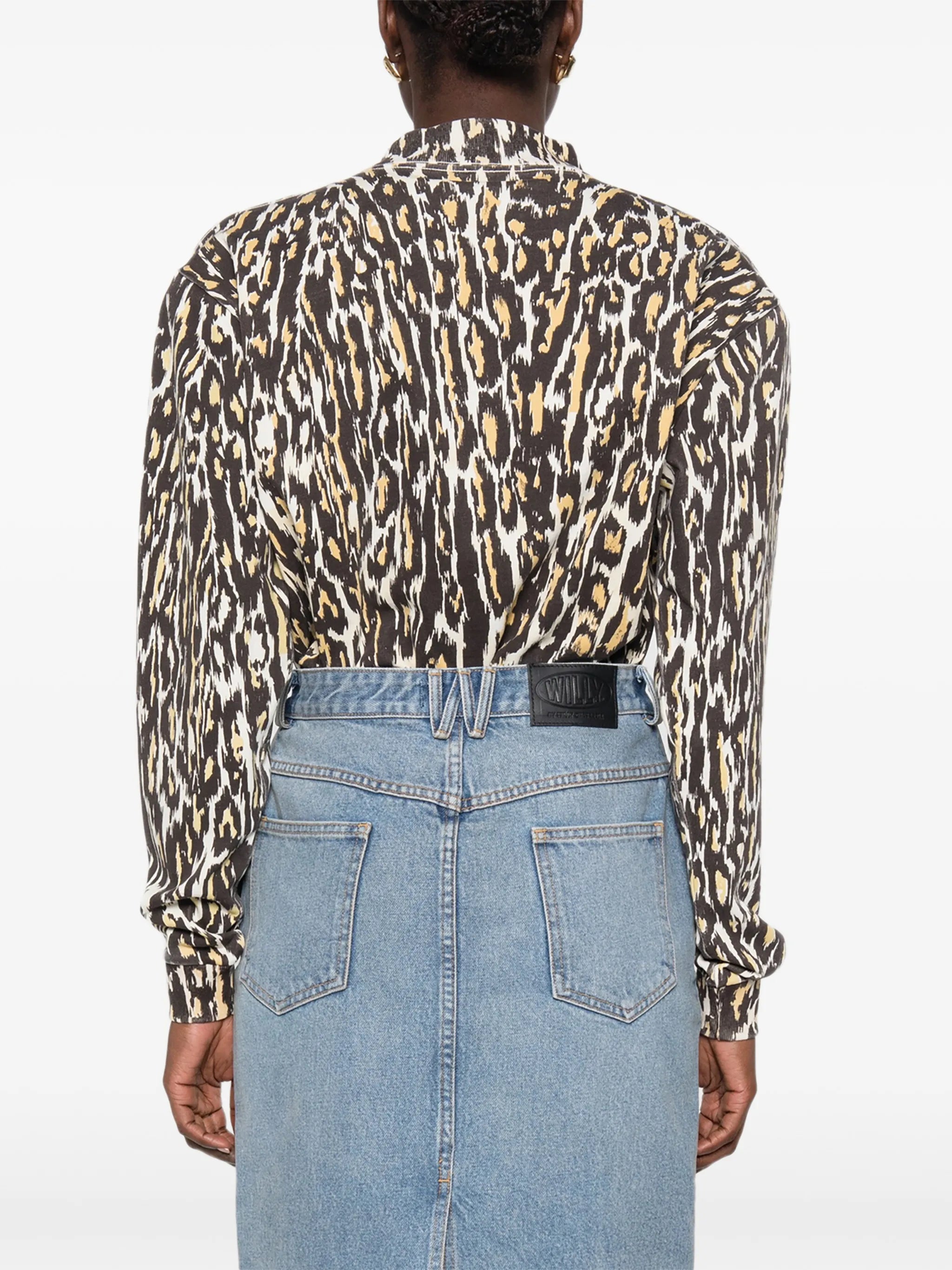cheetah-print long-sleeved bodysuit