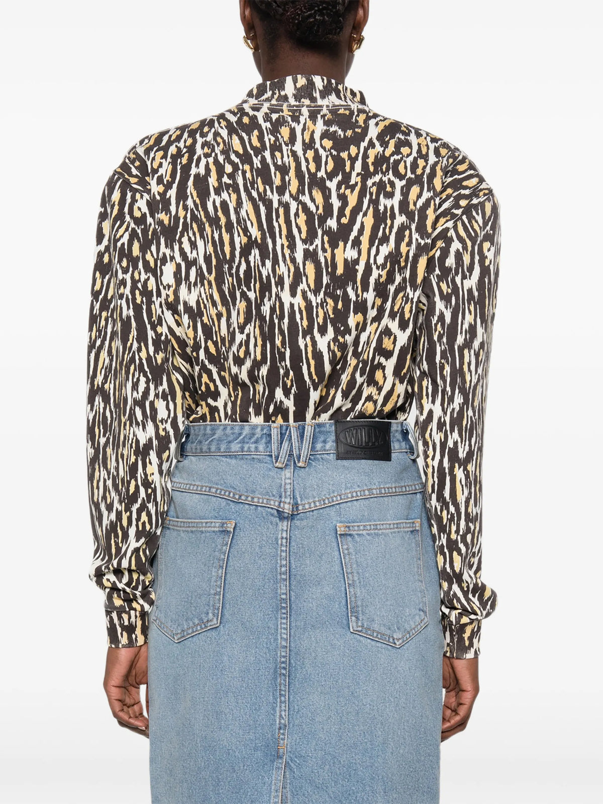 cheetah-print long-sleeved bodysuit