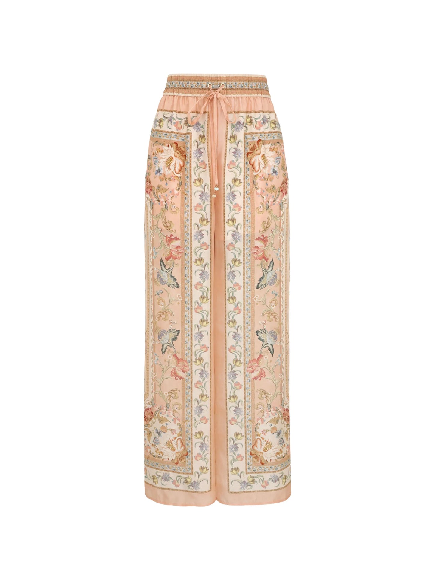 Roselight floral-print silk trousers